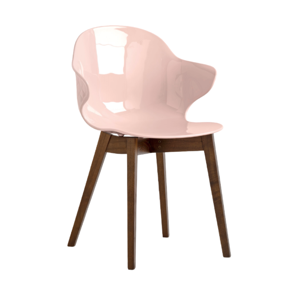 SAINT TROPEZ chair with pink seat and dark wooden base