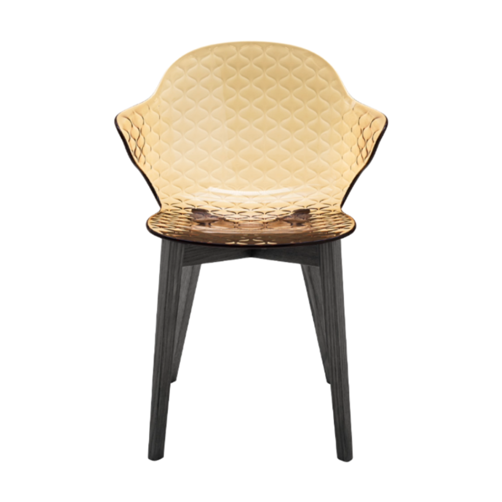 SAINT TROPEZ chair with brown seat and black wooden base