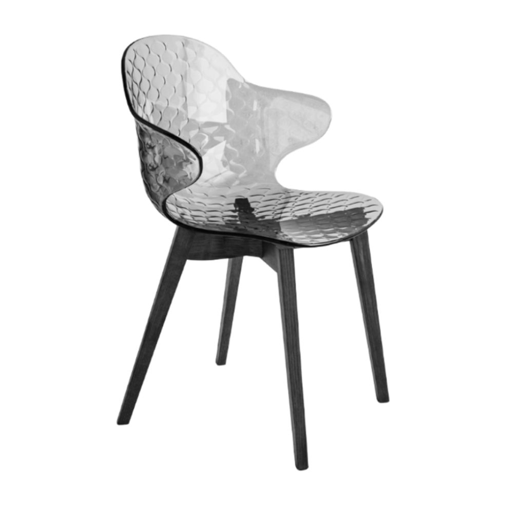 SAINT TROPEZ Chair with Gray Seat and Black Wooden Base