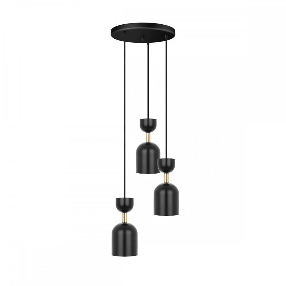 SUPURU 3P schwarze Pendelleuchte mit Messing