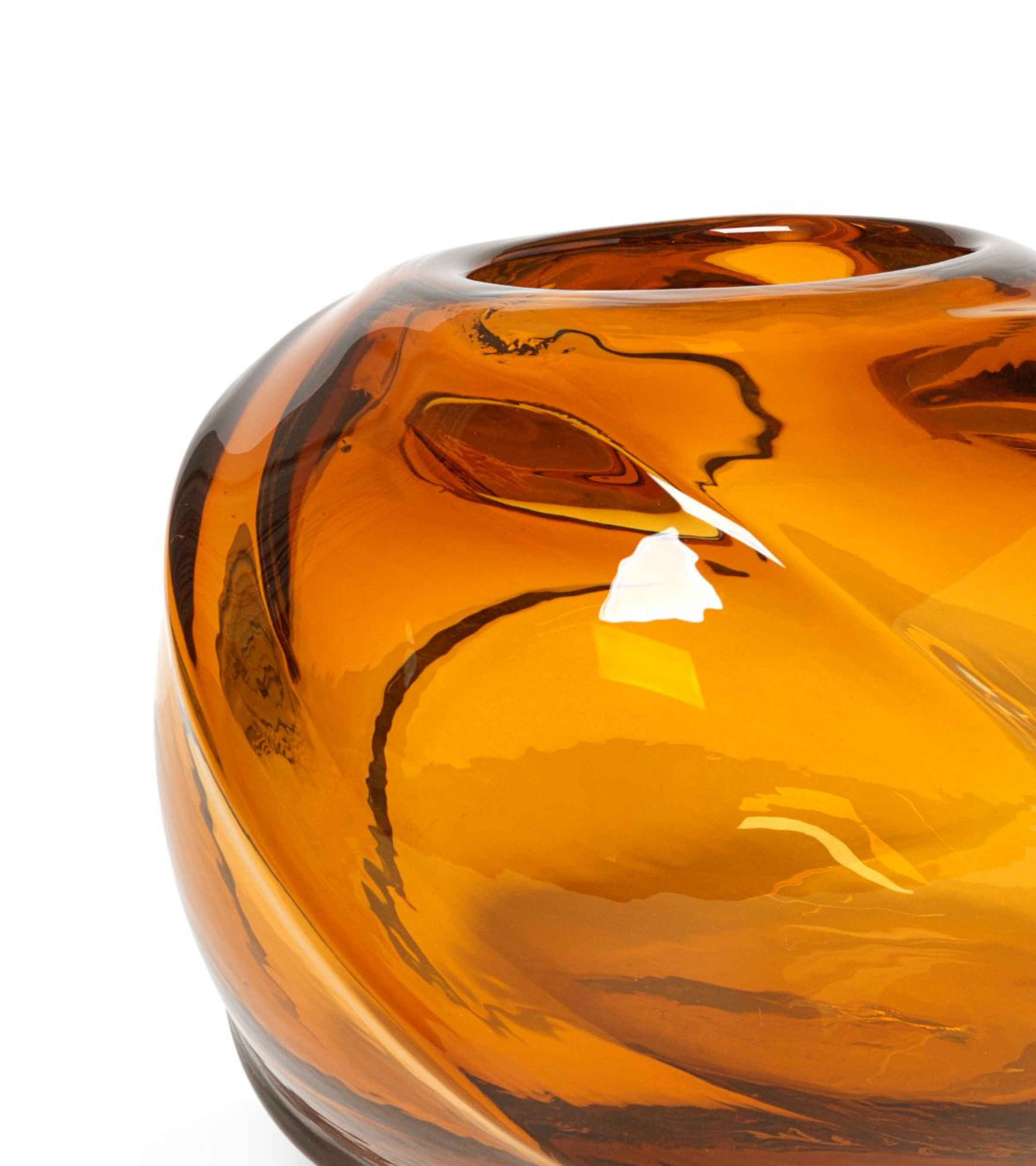 WATER ROUND SWIRL Vase bernsteinfarben