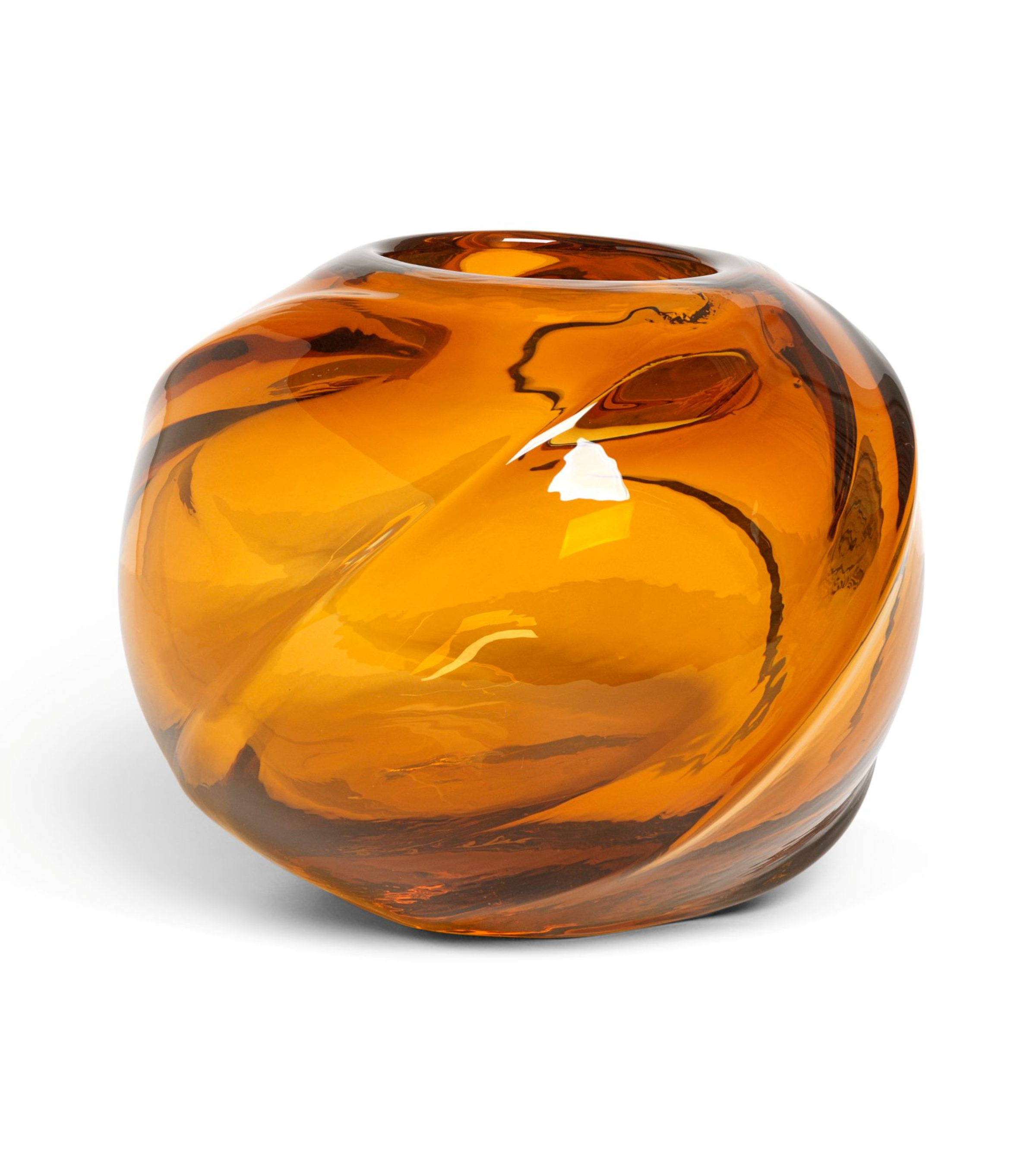 WATER ROUND SWIRL Vase bernsteinfarben