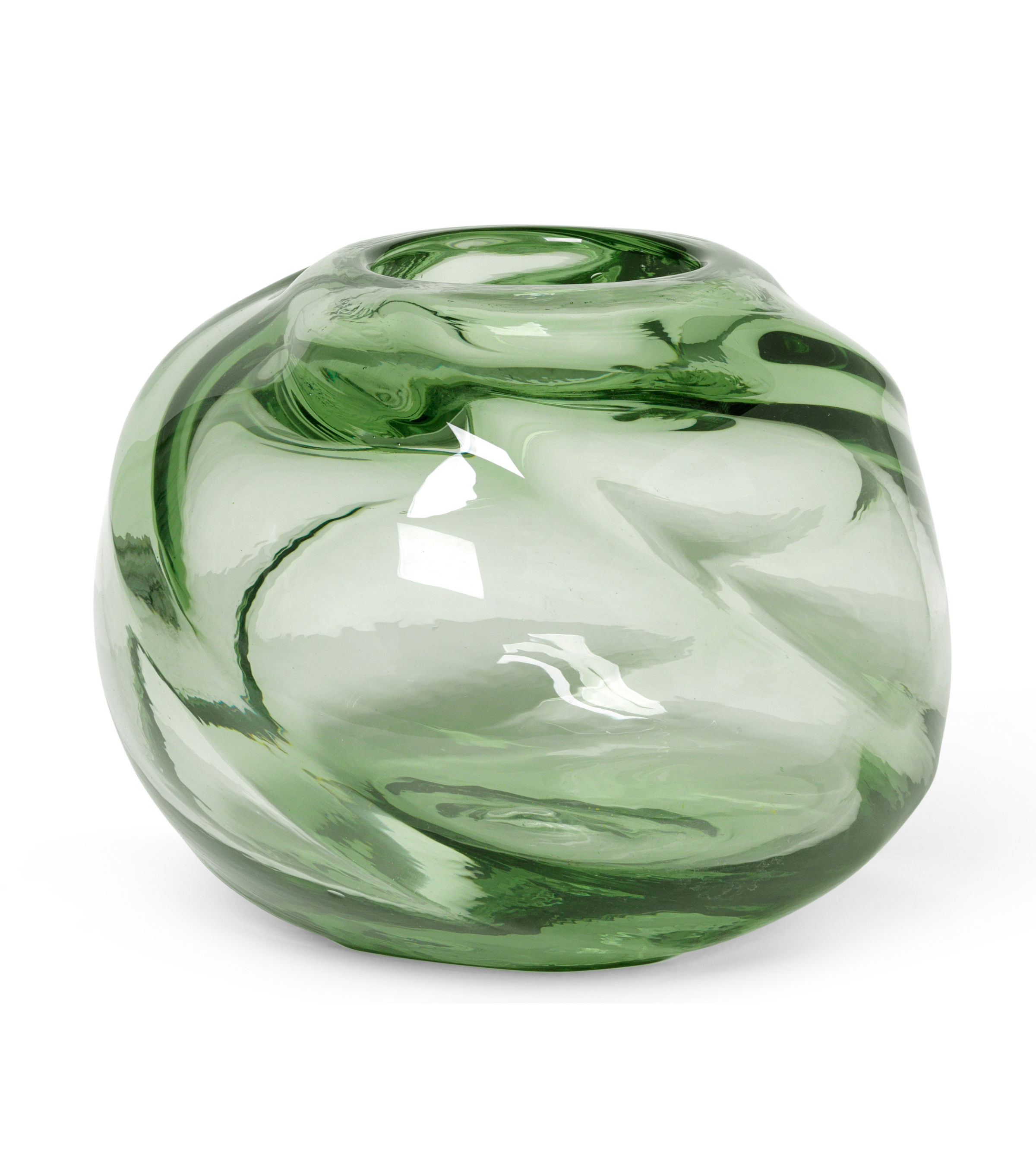 Vase WATER ROUND SWIRL light green