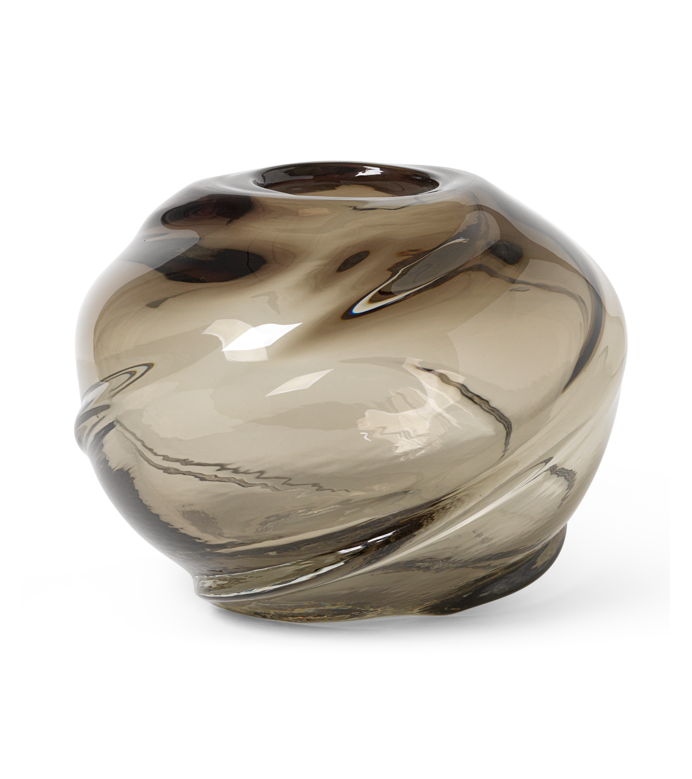 WATER ROUND SWIRL vase dark gray