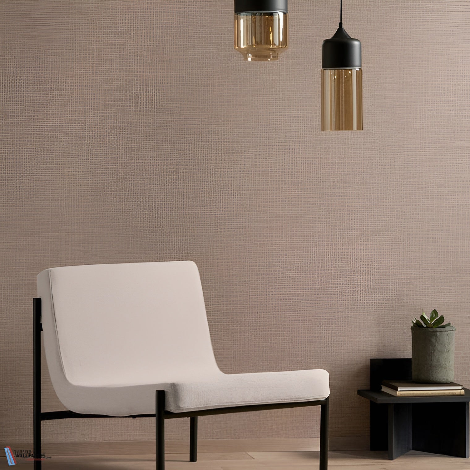 Structural wallpaper resembling canvas LINUM - ROSE POUDRE powder pink