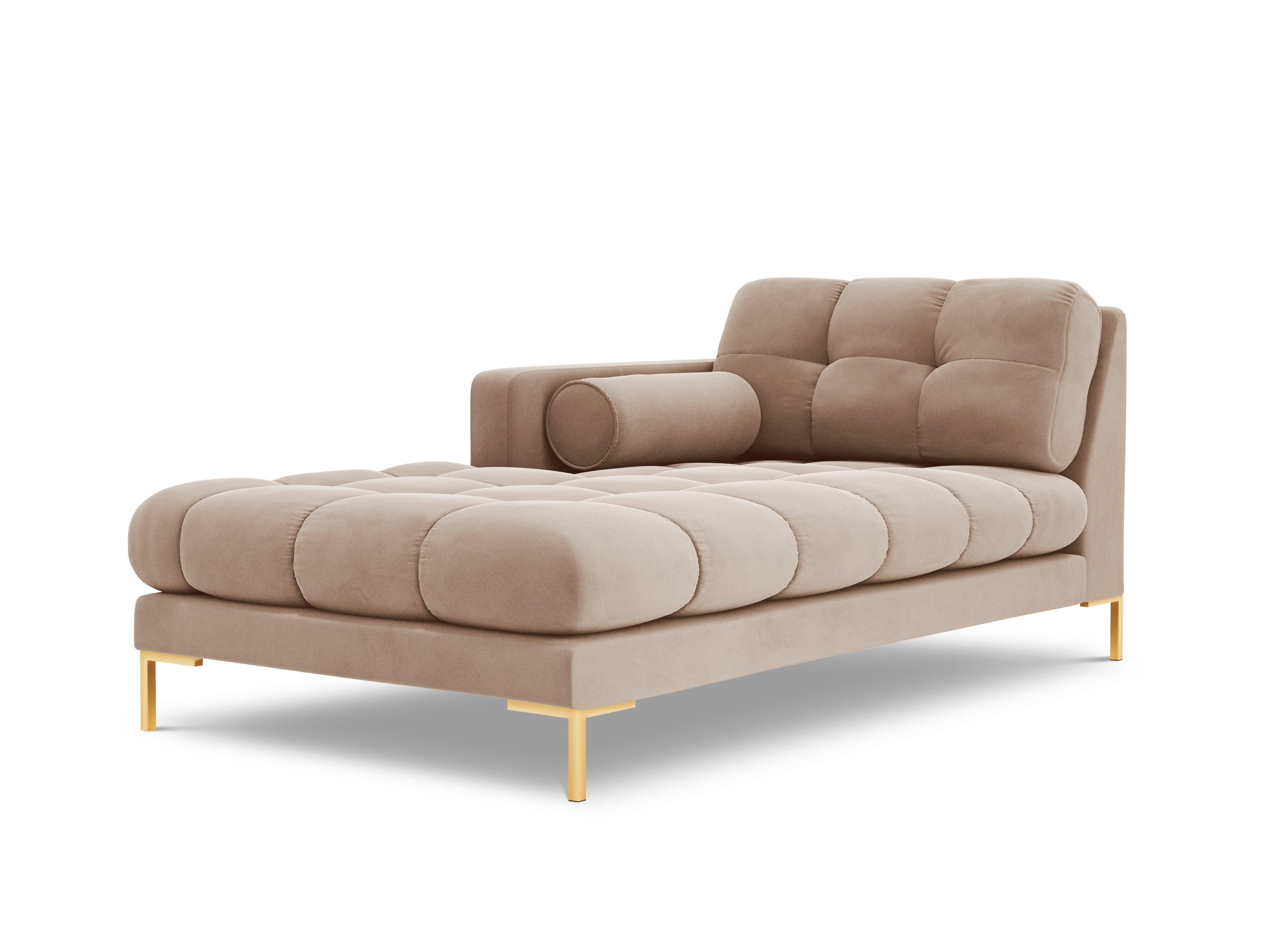 Szezlong aksamitny lewostronny BALI beżowy ze złotą podstawą Cosmopolitan Design Eye on Design
