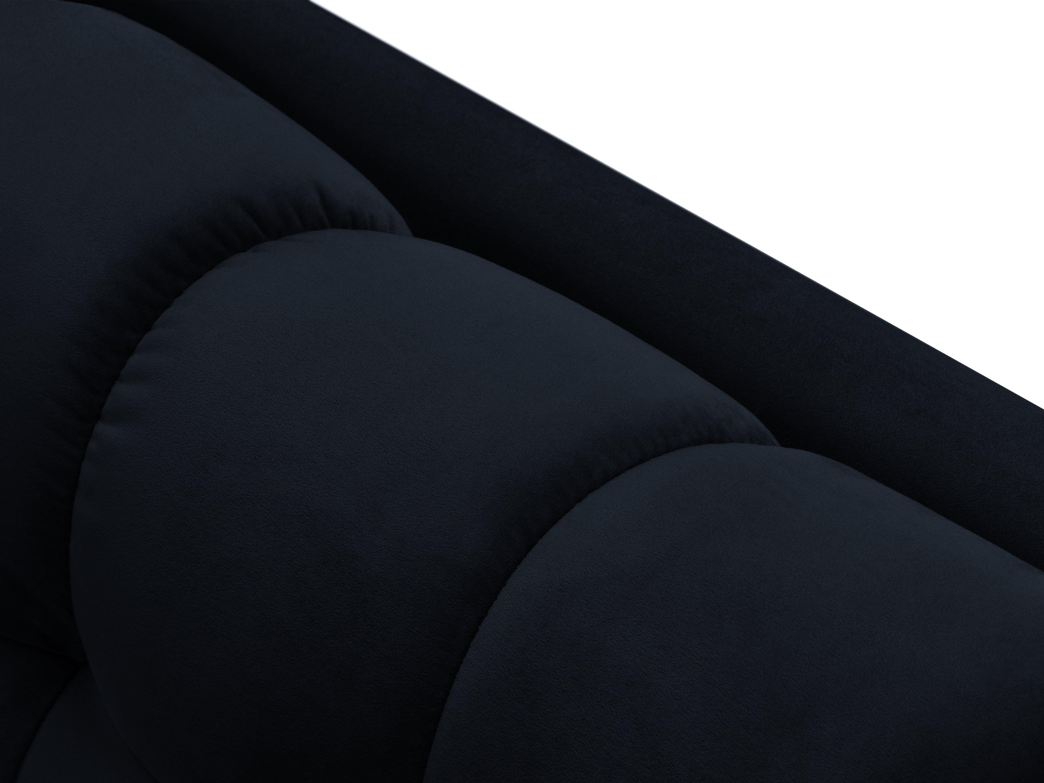 Szezlong aksamitny lewostronny BALI ciemnoniebieski z czarną podstawą Cosmopolitan Design Eye on Design