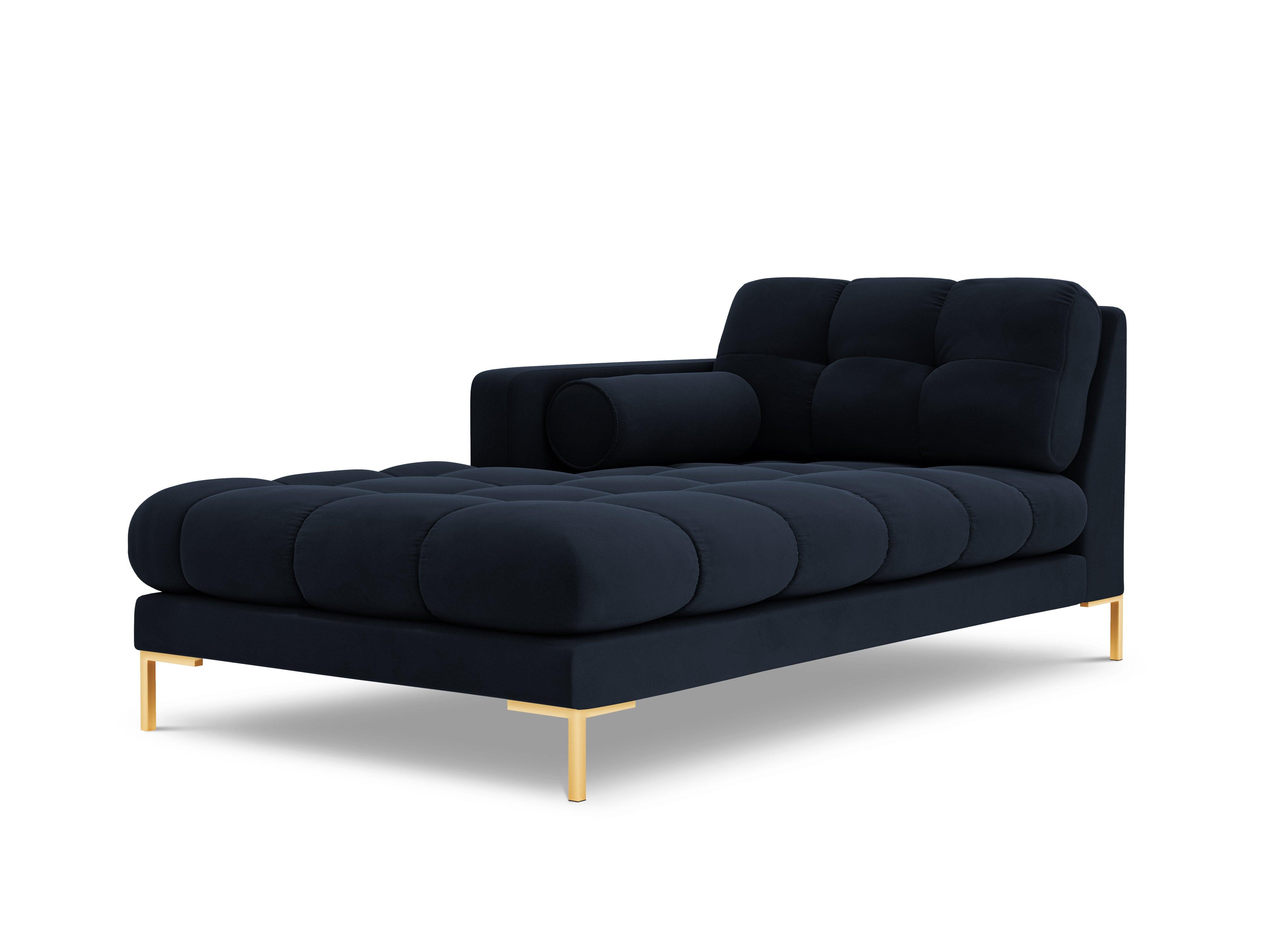 Szezlong aksamitny lewostronny BALI ciemnoniebieski ze złotą podstawą Cosmopolitan Design Eye on Design