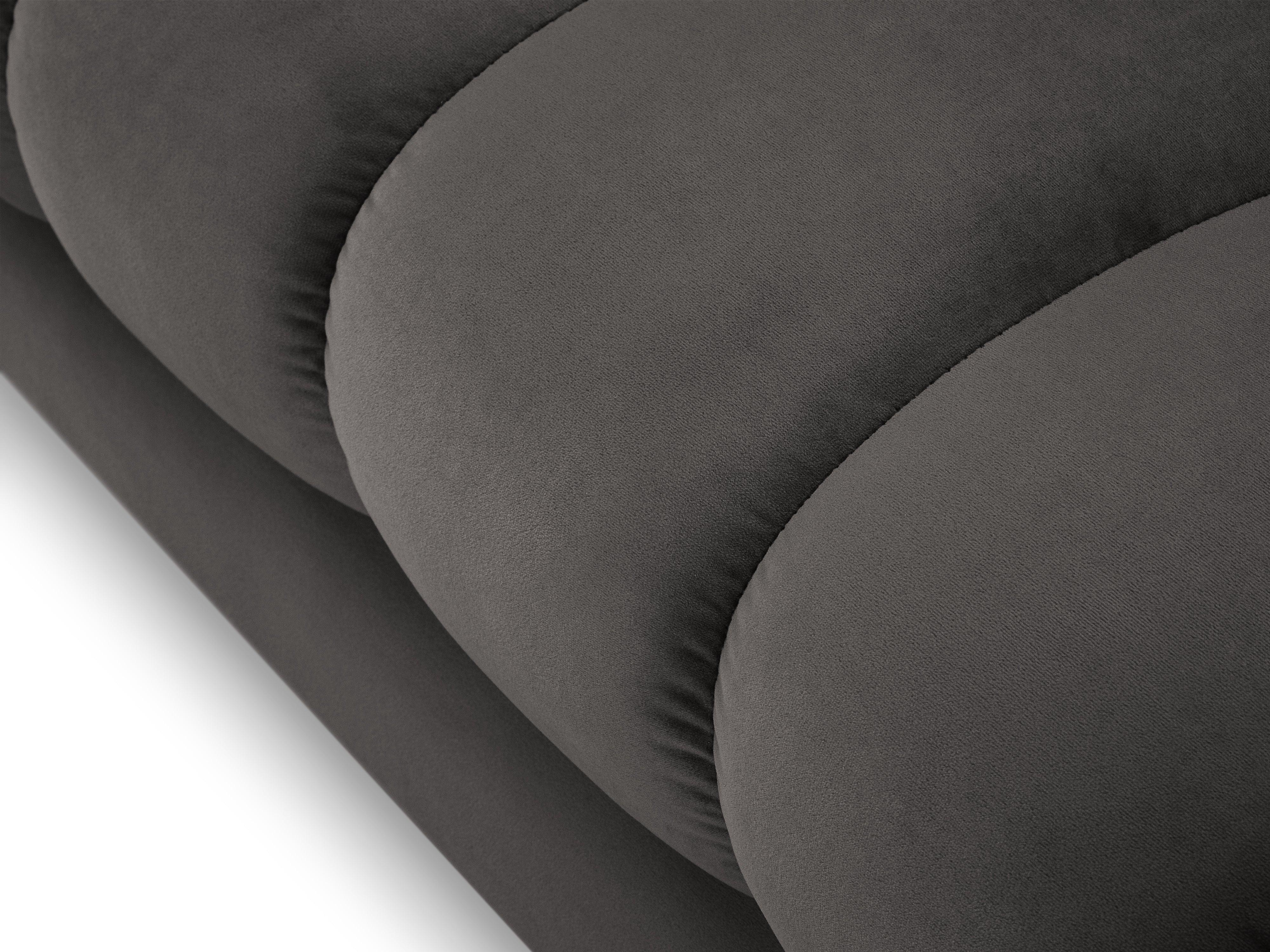 Szezlong aksamitny lewostronny BALI ciemnoszary z czarną podstawą Cosmopolitan Design Eye on Design