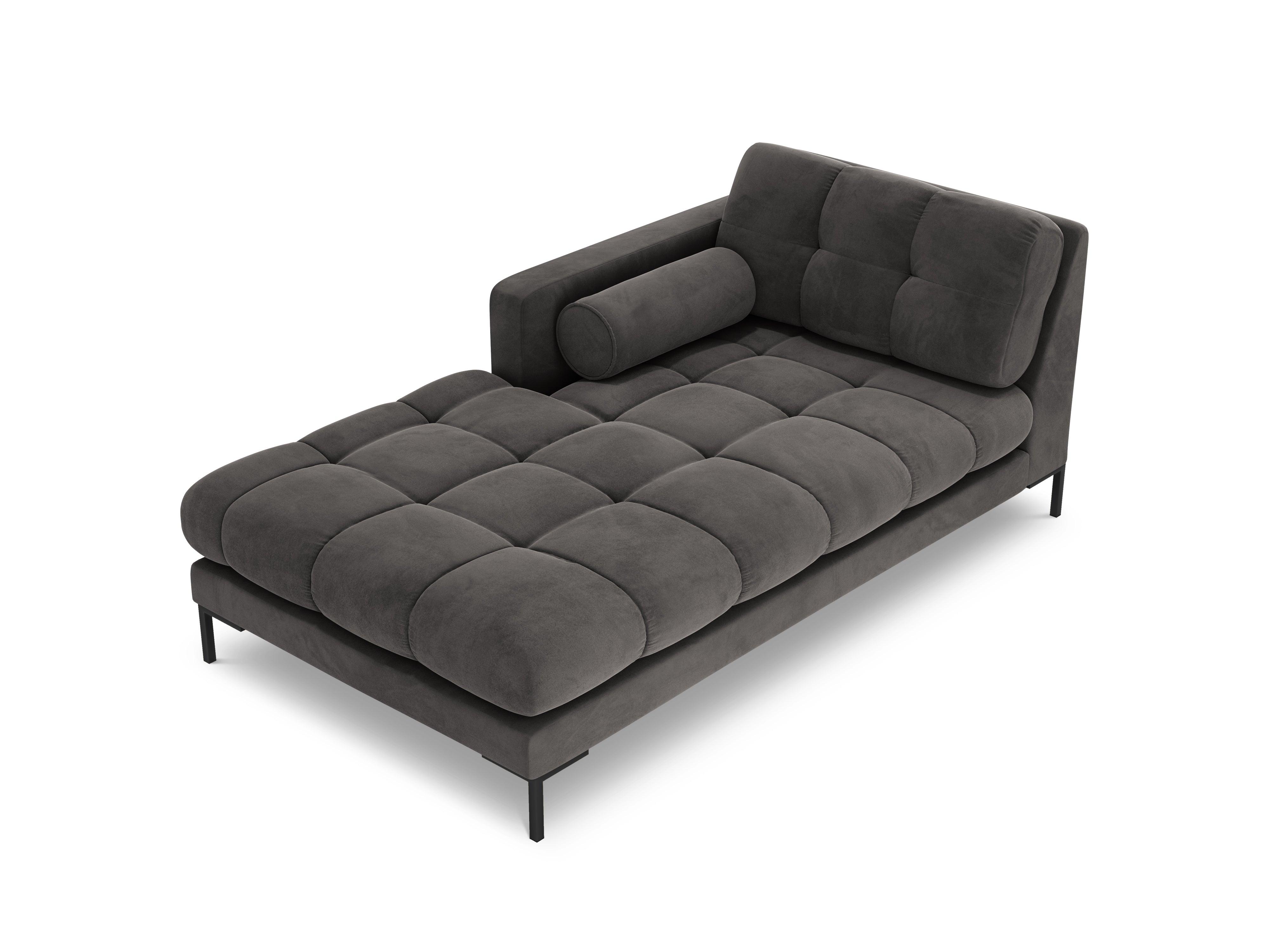 Szezlong aksamitny lewostronny BALI ciemnoszary z czarną podstawą Cosmopolitan Design Eye on Design