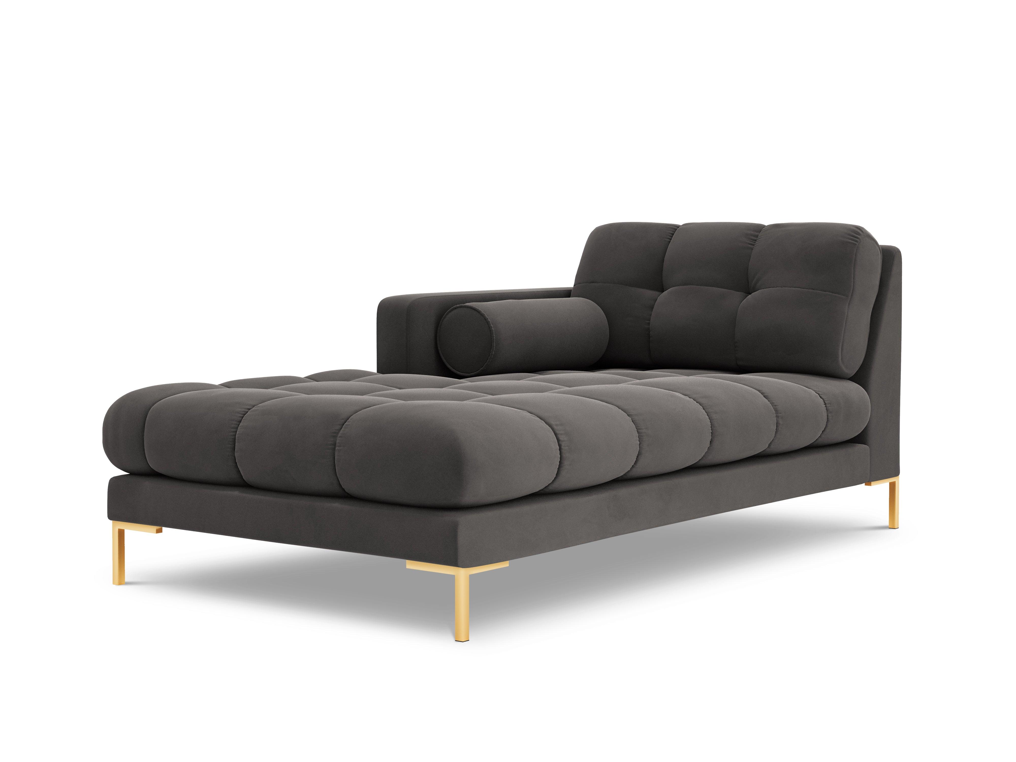Szezlong aksamitny lewostronny BALI ciemnoszary ze złotą podstawą Cosmopolitan Design Eye on Design