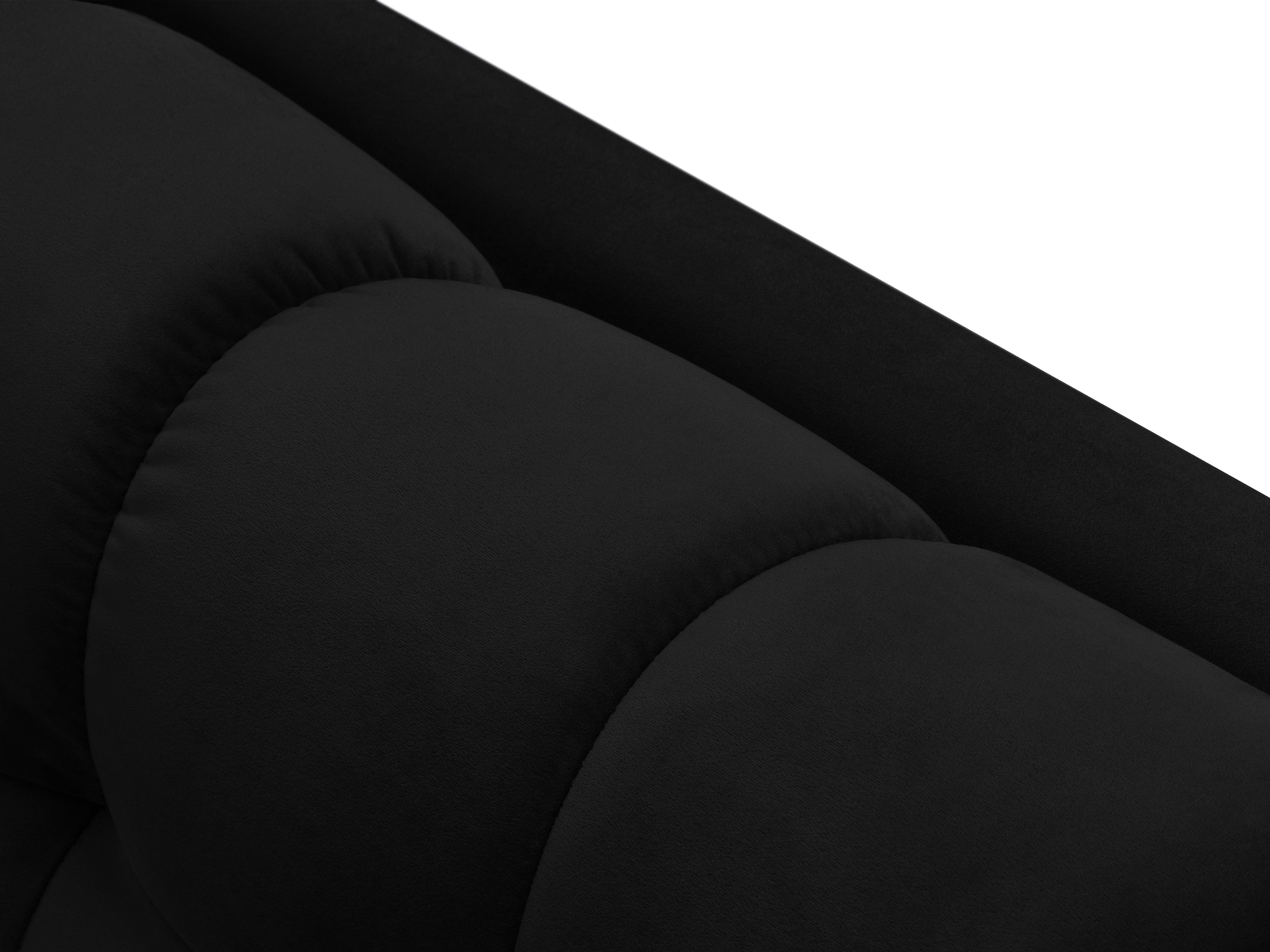 Szezlong aksamitny lewostronny BALI czarny z czarną podstawą Cosmopolitan Design Eye on Design