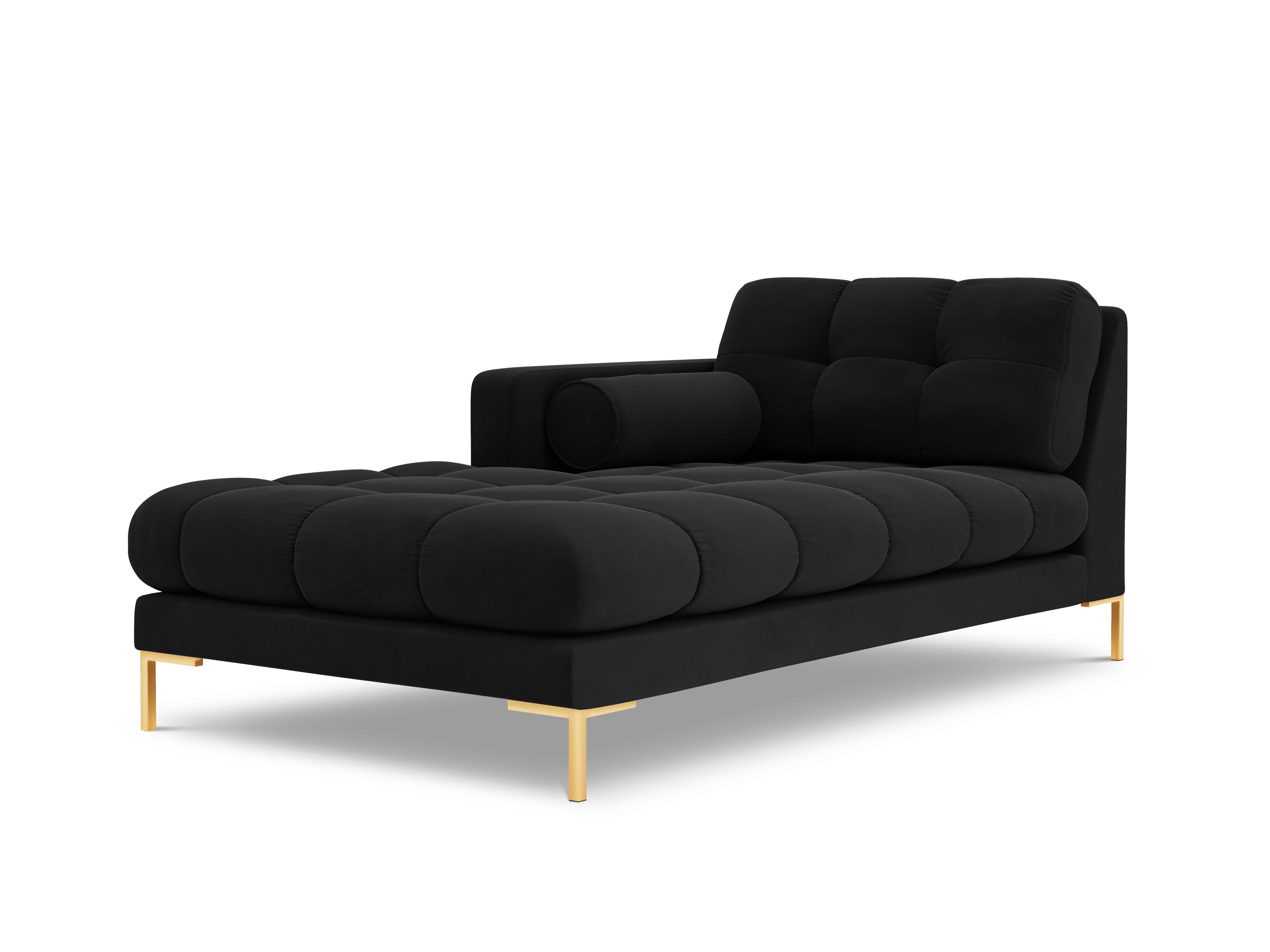 Szezlong aksamitny lewostronny BALI czarny ze złotą podstawą Cosmopolitan Design Eye on Design