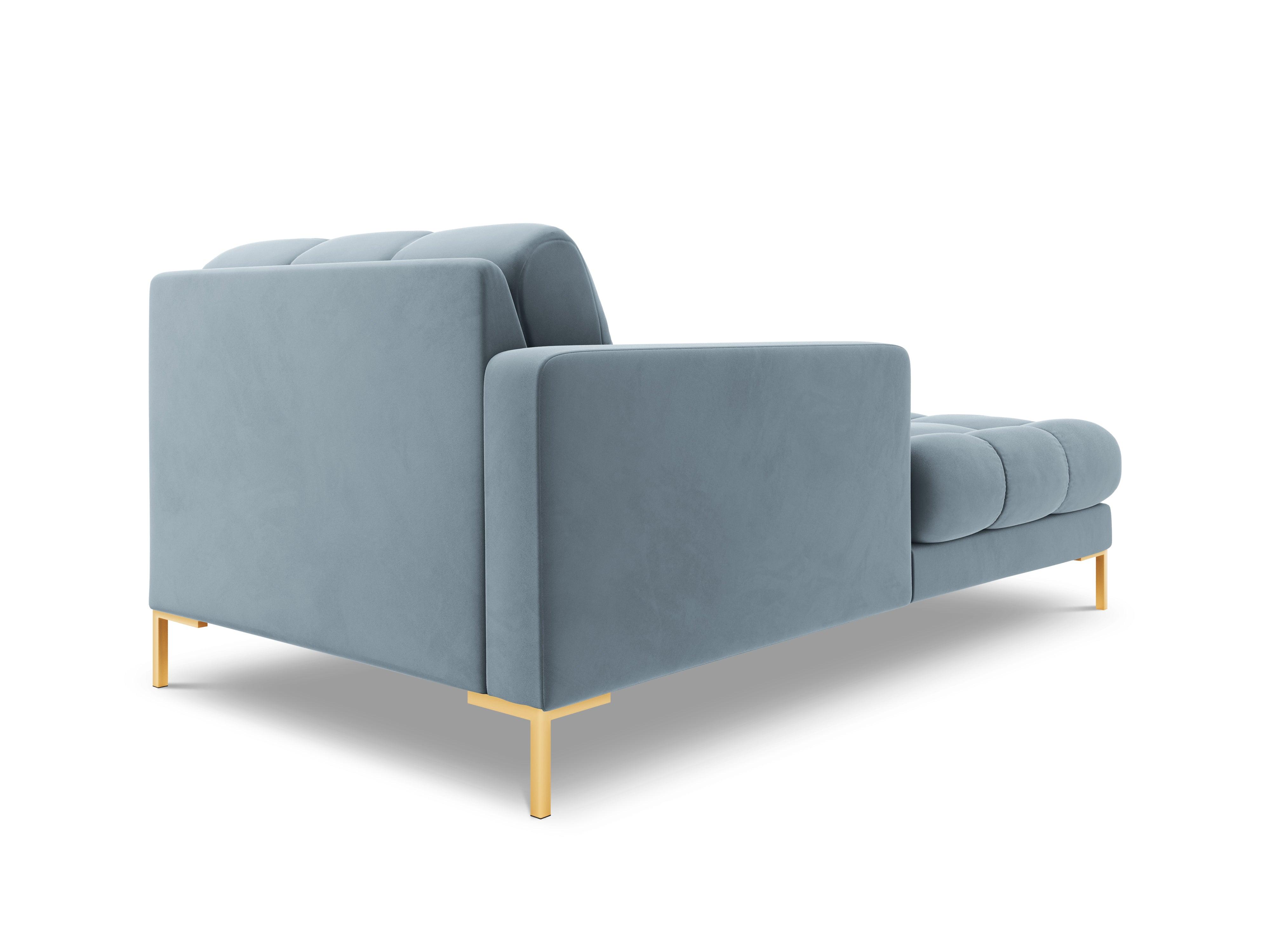 Szezlong aksamitny lewostronny BALI jasnoniebieski ze złotą podstawą Cosmopolitan Design Eye on Design