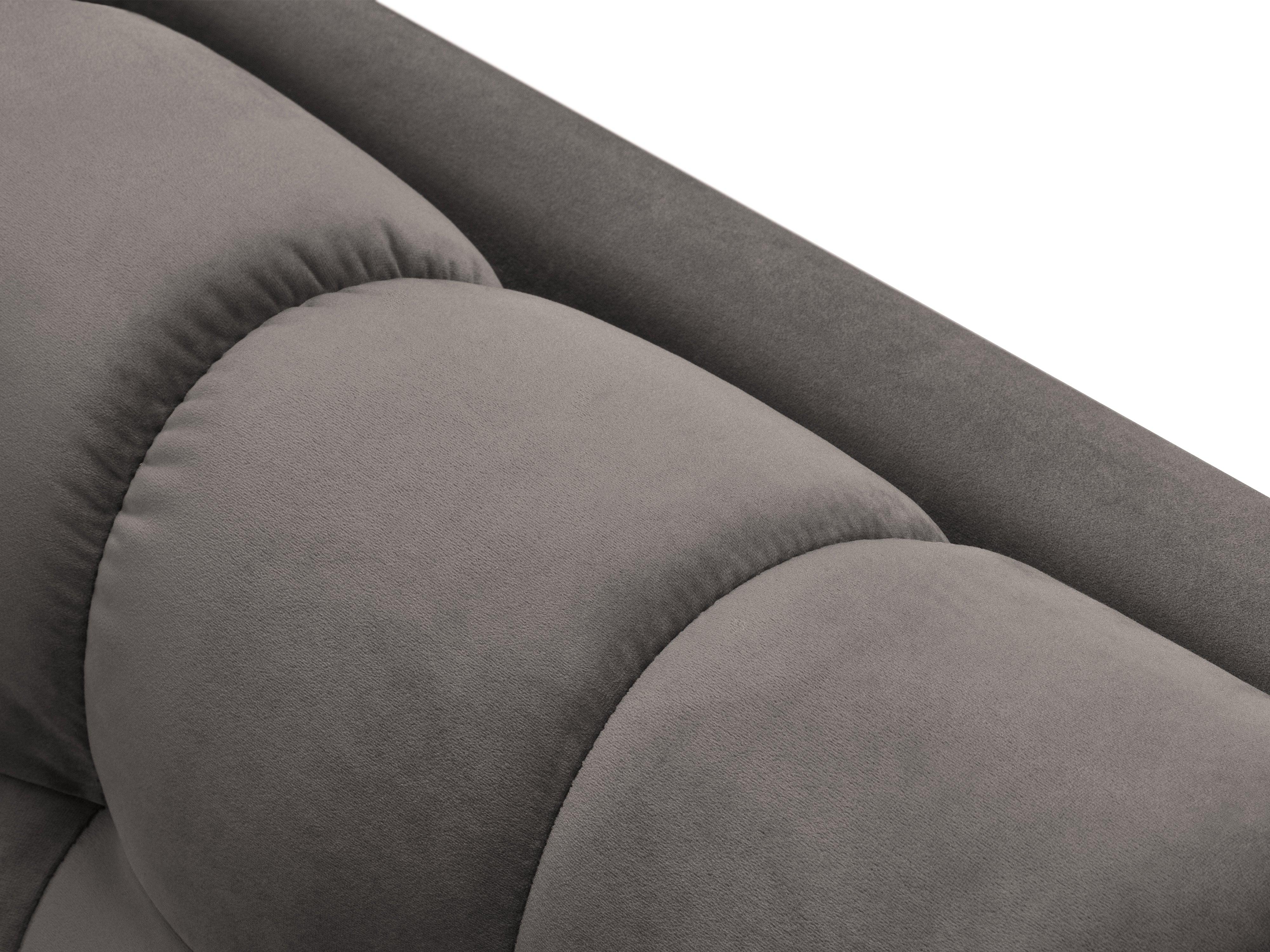 Szezlong aksamitny lewostronny BALI jasnoszary ze złotą podstawą Cosmopolitan Design Eye on Design