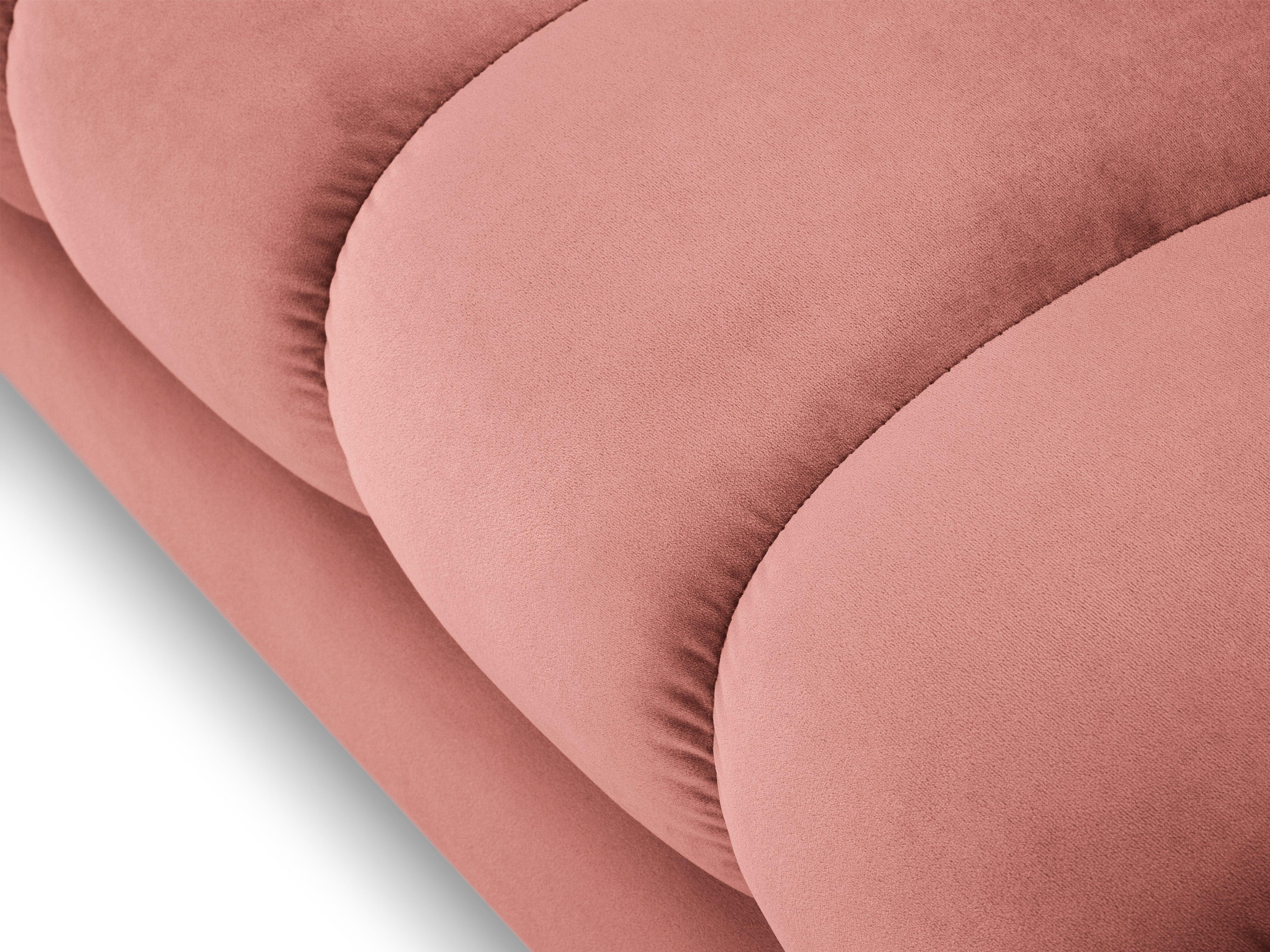 Szezlong aksamitny lewostronny BALI różowy z czarną podstawą Cosmopolitan Design Eye on Design