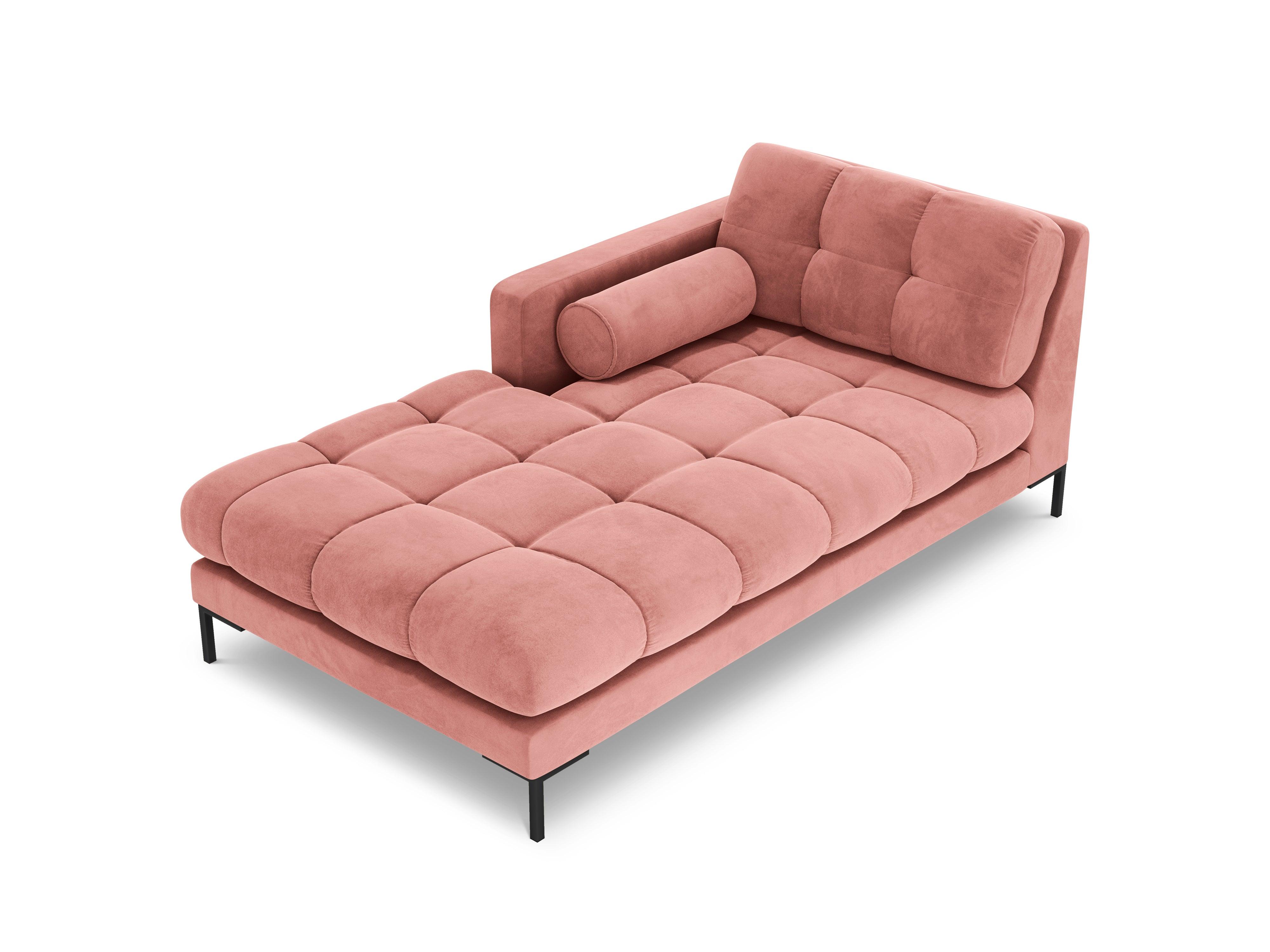Szezlong aksamitny lewostronny BALI różowy z czarną podstawą Cosmopolitan Design Eye on Design