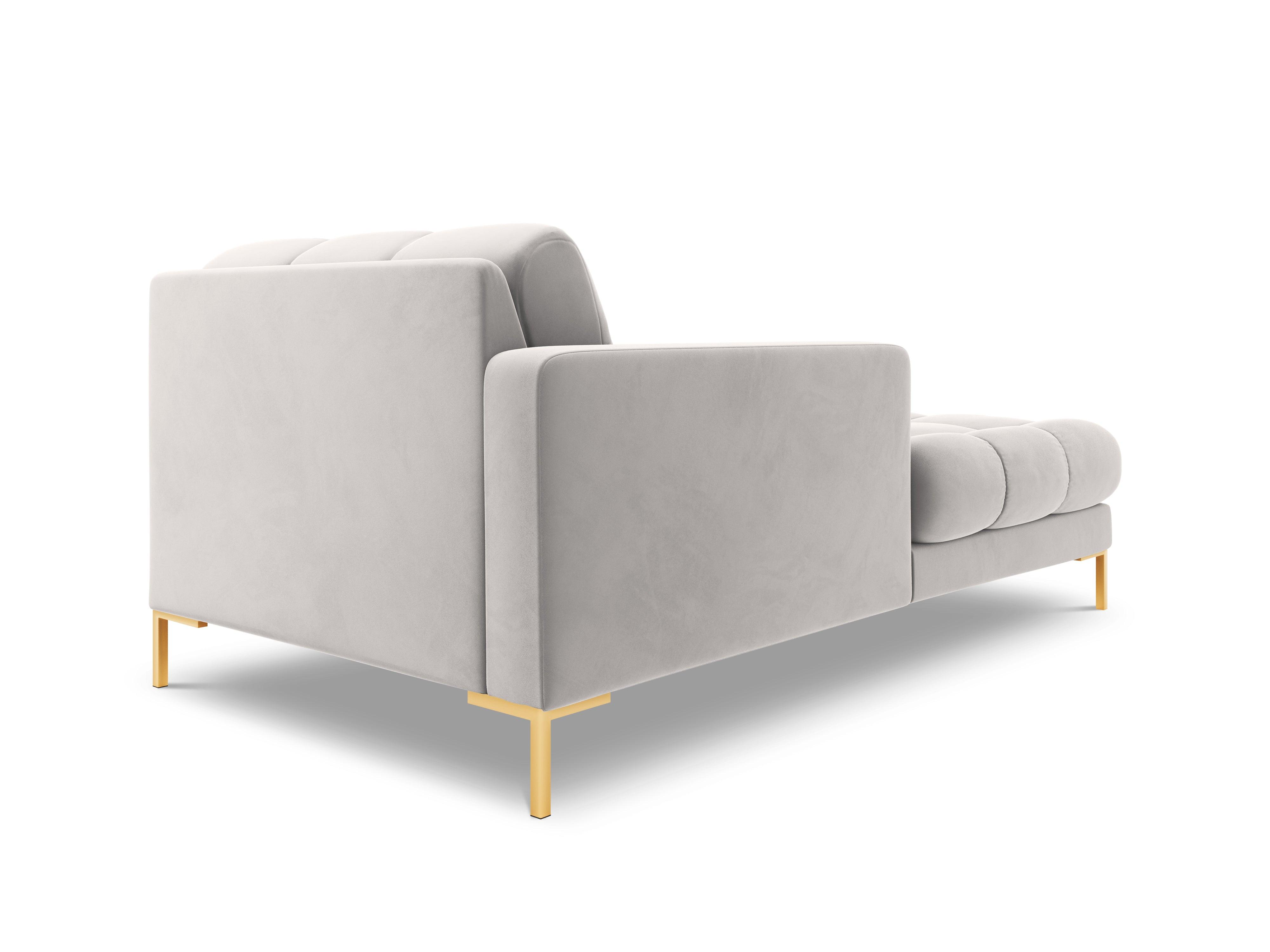 Szezlong aksamitny lewostronny BALI srebrny ze złotą podstawą Cosmopolitan Design Eye on Design