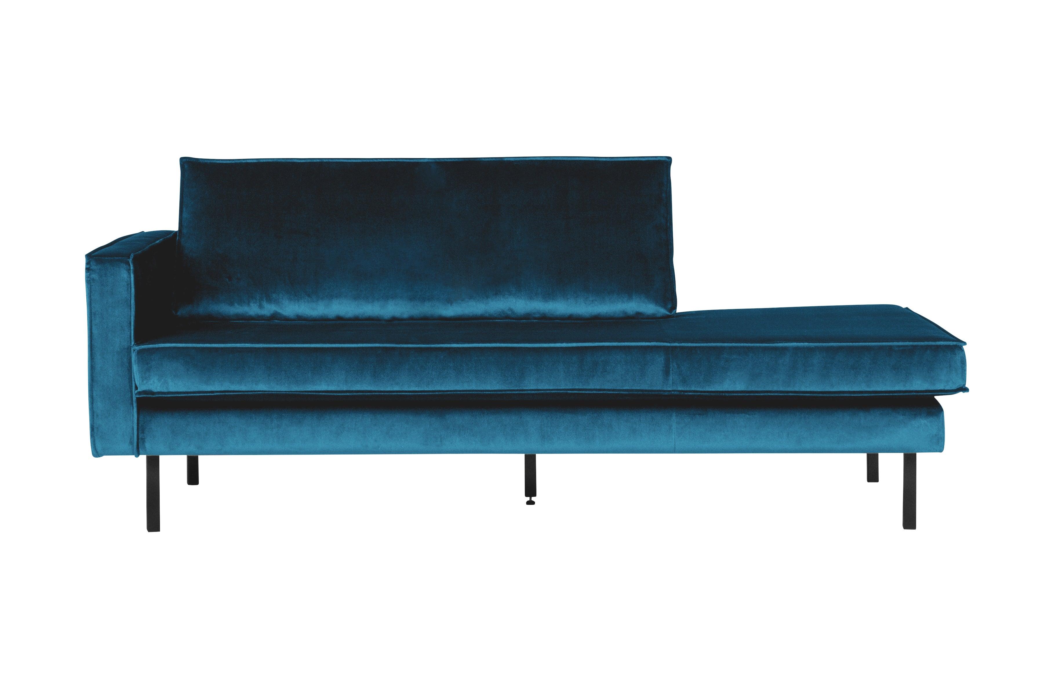 Szezlong aksamitny lewostronny RODEO niebieski Be Pure Eye on Design
