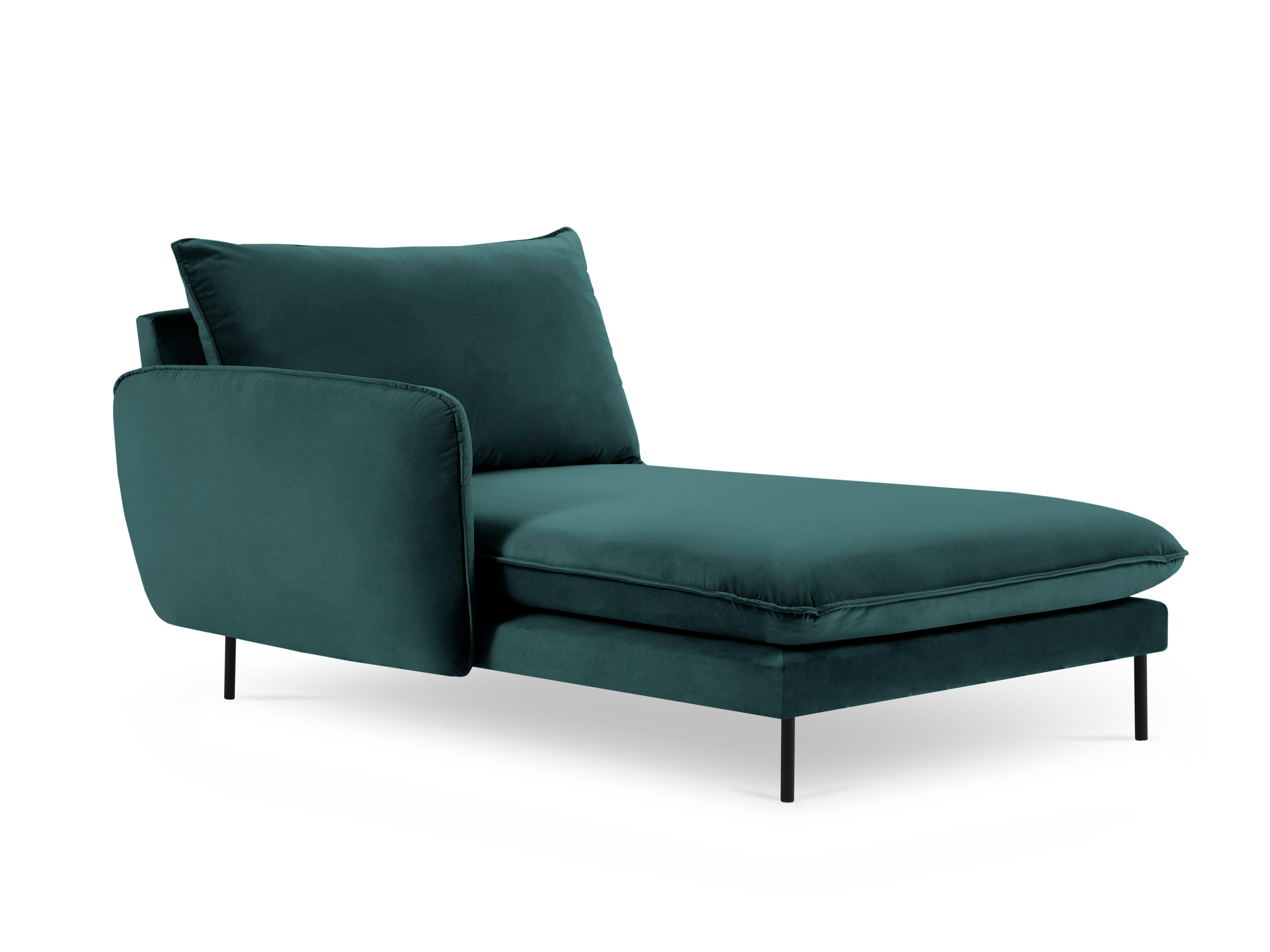 Szezlong aksamitny lewostronny VIENNA morski z czarną podstawą Cosmopolitan Design Eye on Design