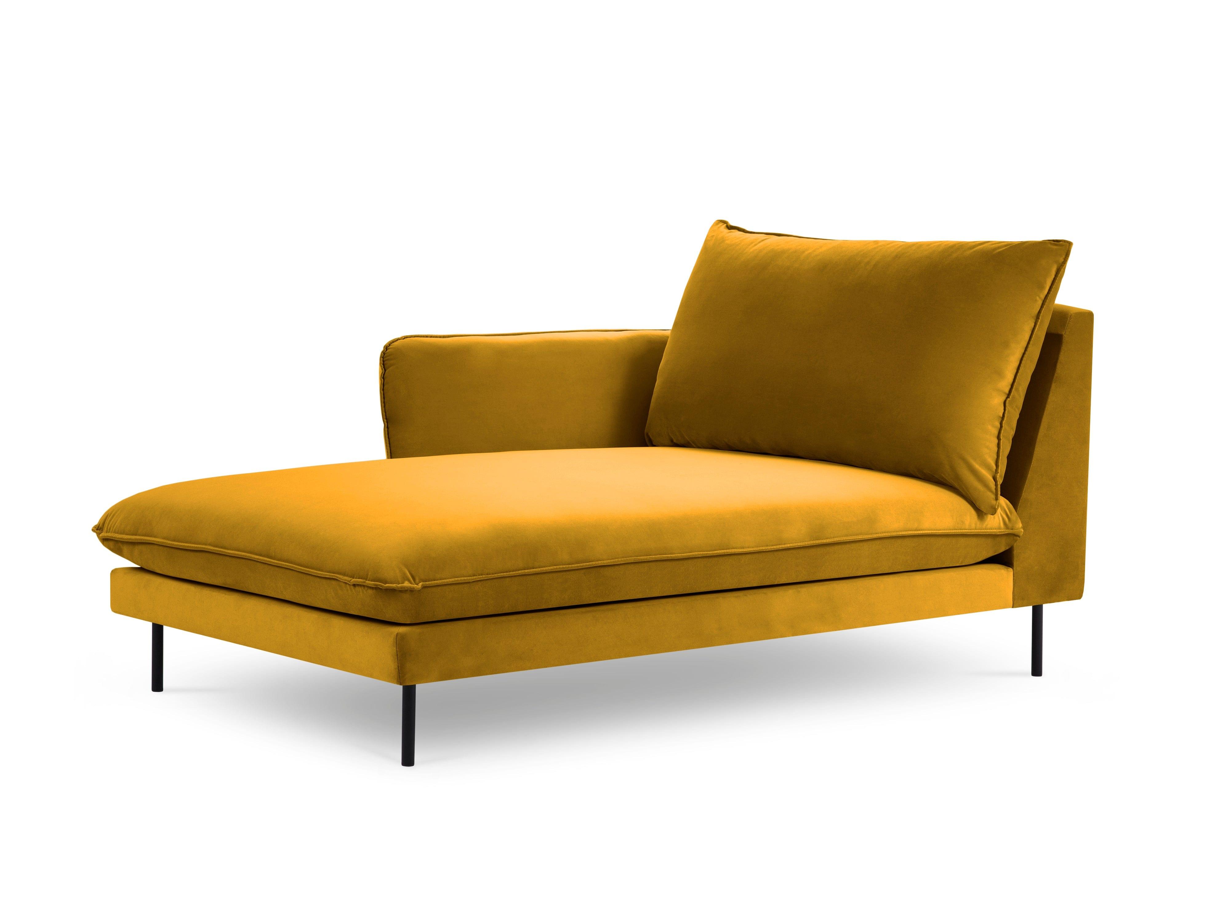Szezlong aksamitny lewostronny VIENNA żółty z czarną podstawą Cosmopolitan Design Eye on Design