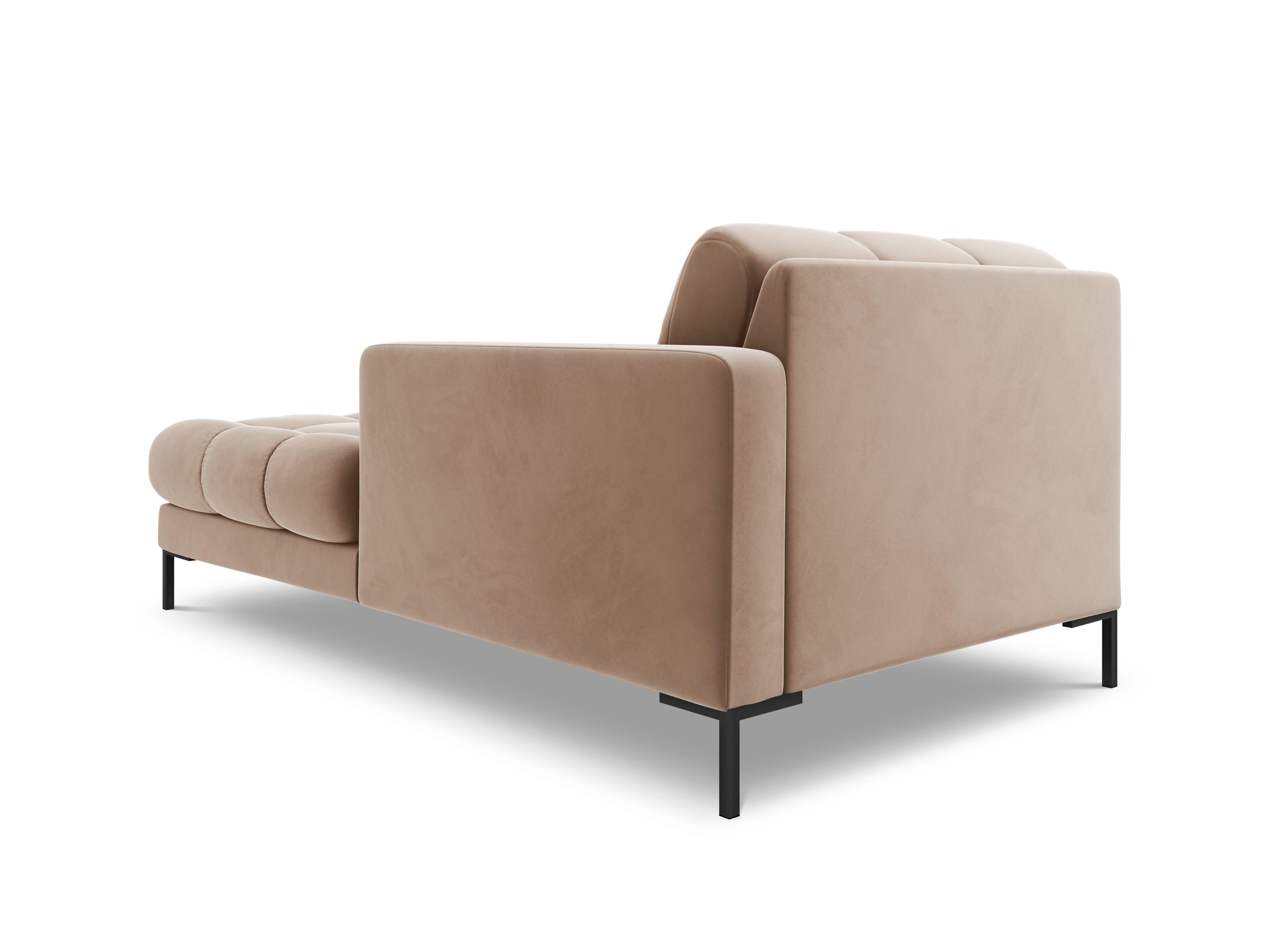 Szezlong aksamitny prawostronny BALI beżowy z czarną podstawą Cosmopolitan Design Eye on Design