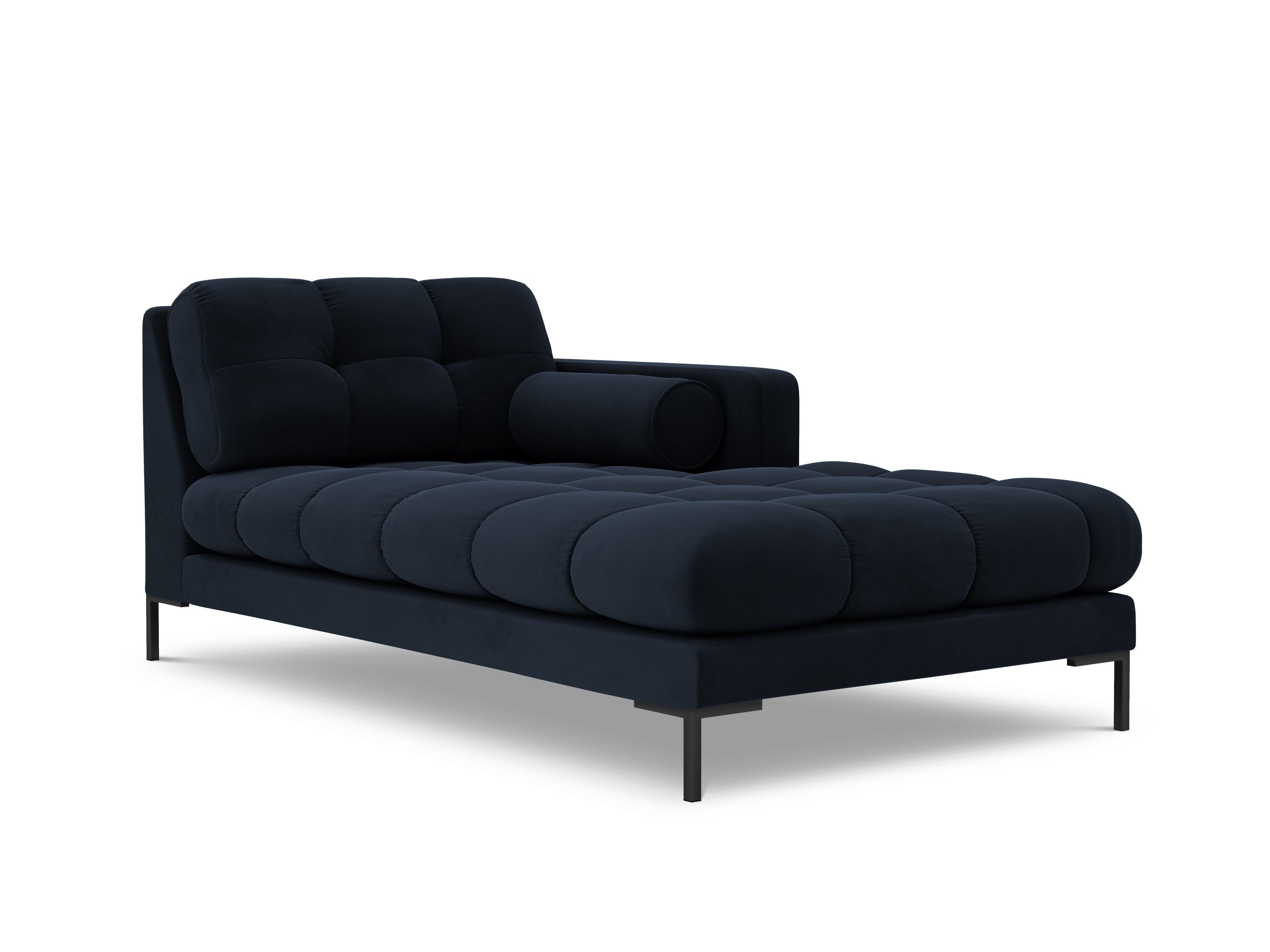 Szezlong aksamitny prawostronny BALI ciemnoniebieski z czarną podstawą Cosmopolitan Design Eye on Design
