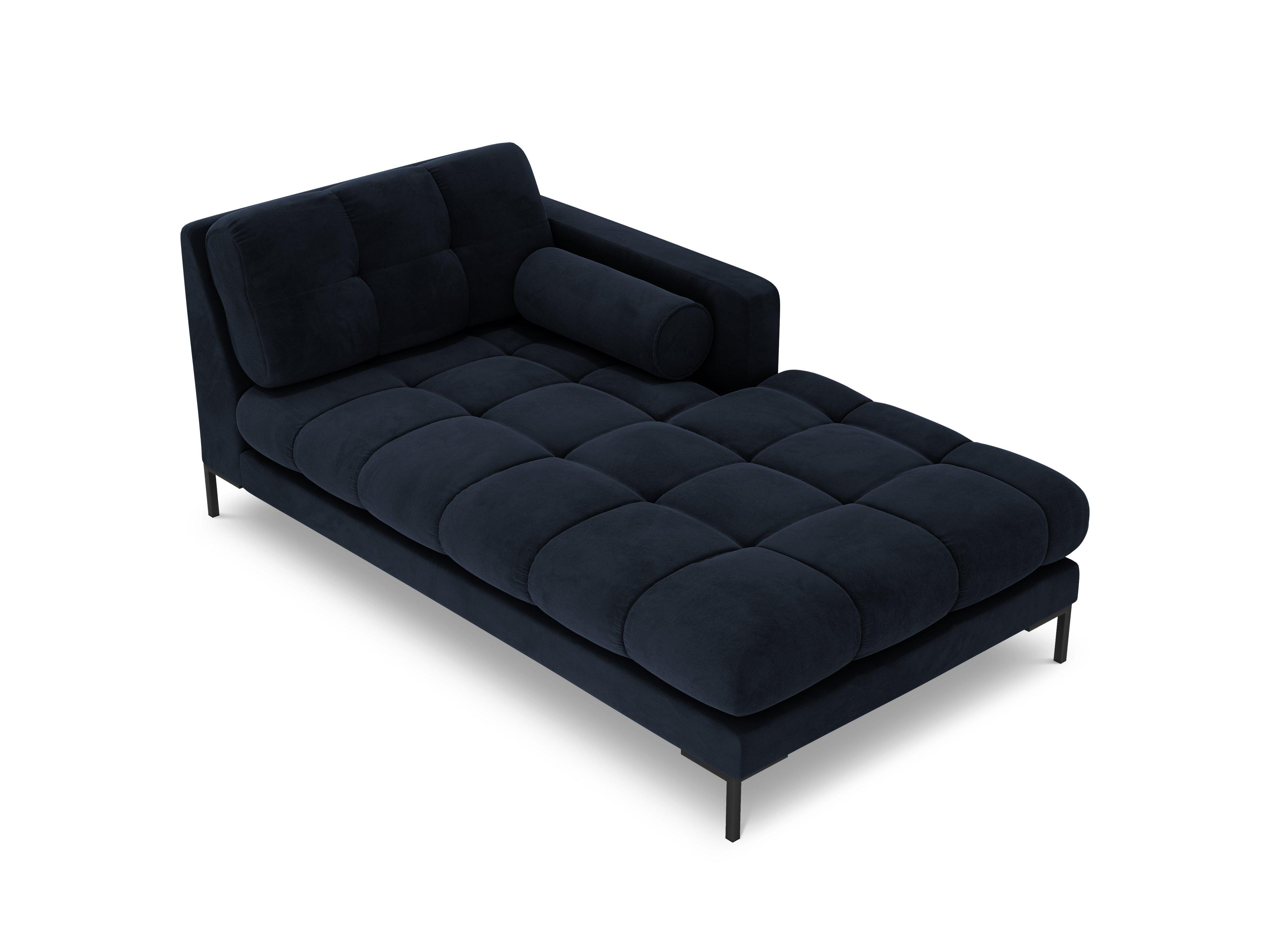 Szezlong aksamitny prawostronny BALI ciemnoniebieski z czarną podstawą Cosmopolitan Design Eye on Design