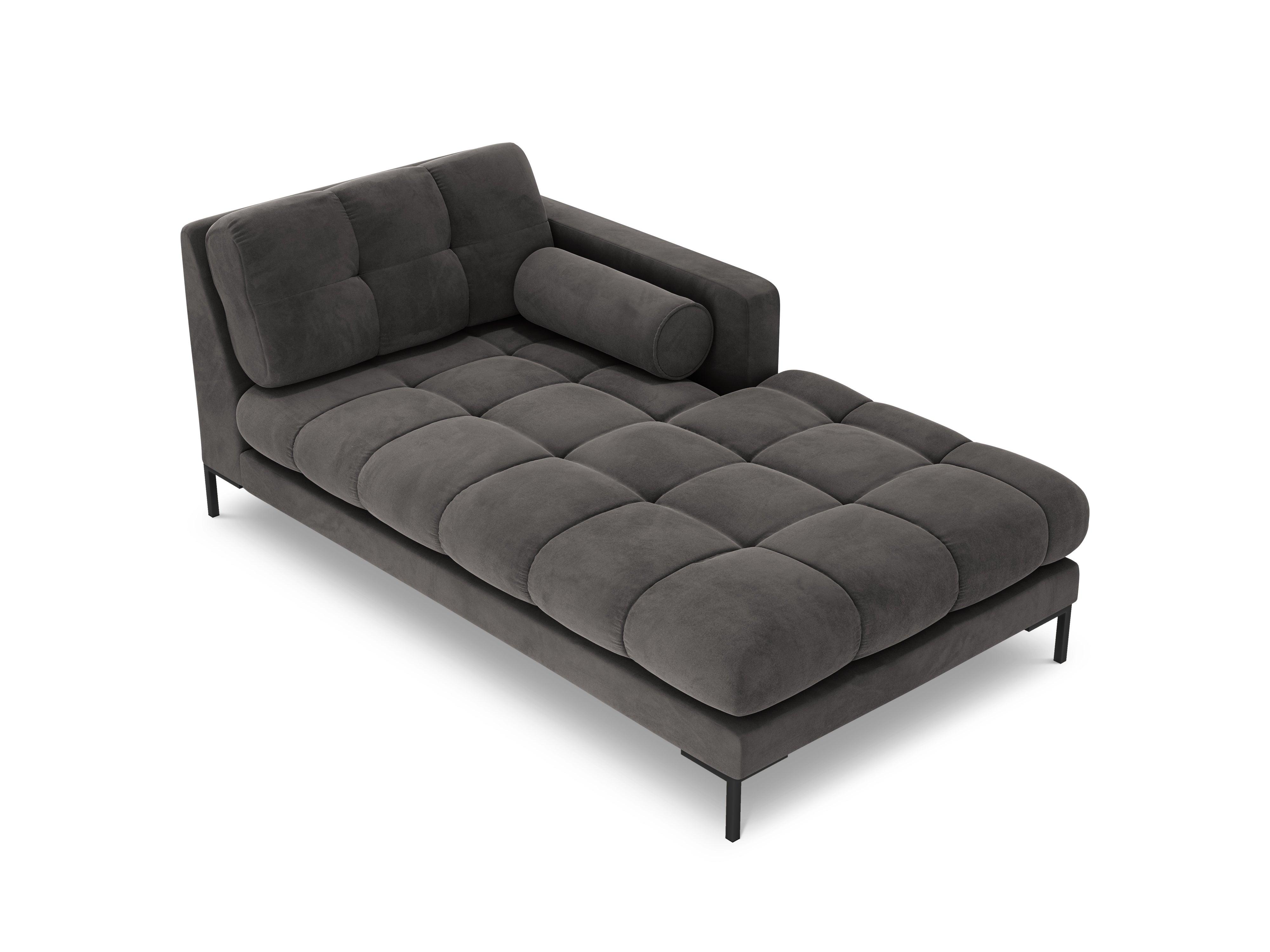 Szezlong aksamitny prawostronny BALI ciemnoszary z czarną podstawą Cosmopolitan Design Eye on Design
