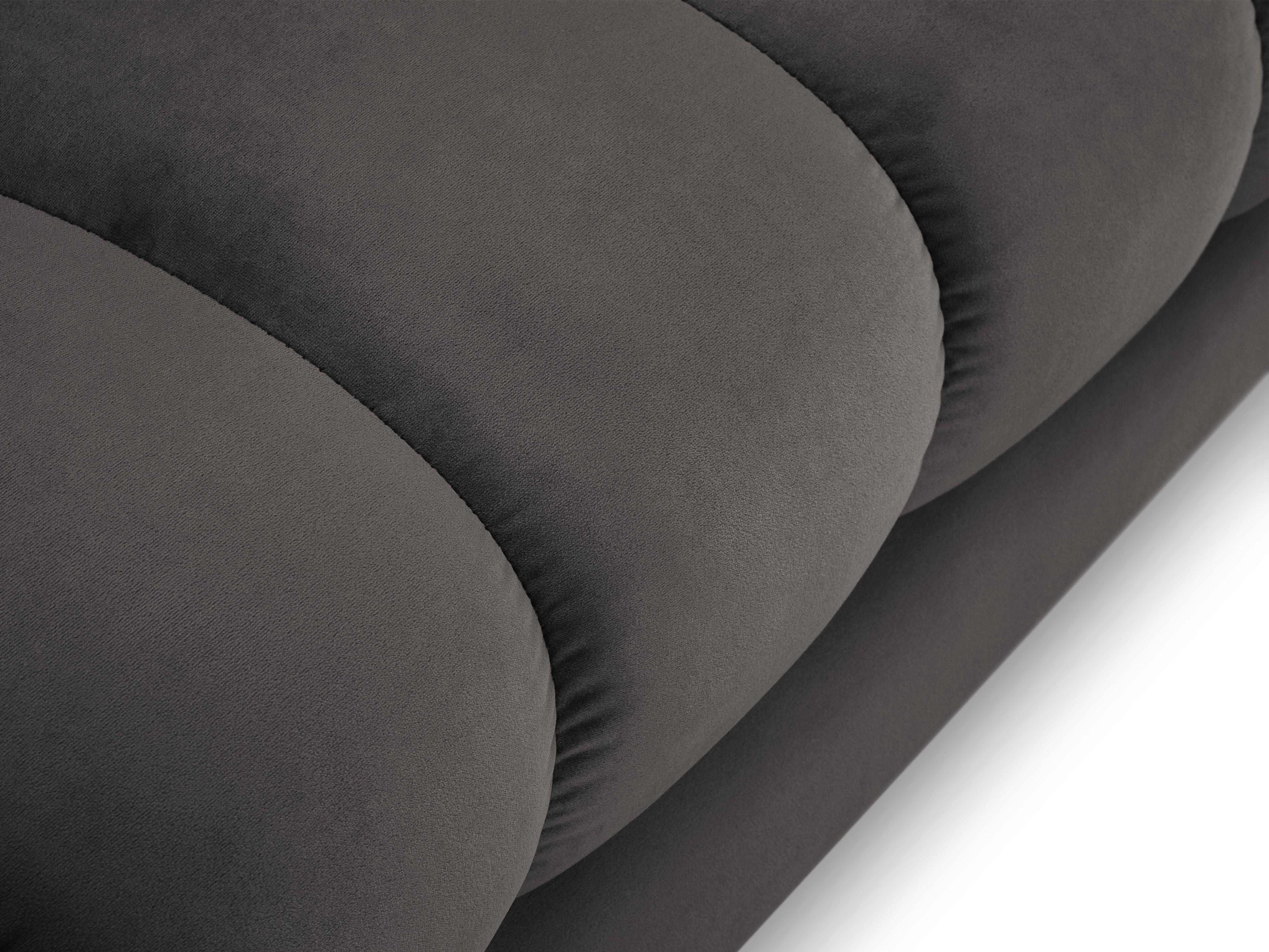 Szezlong aksamitny prawostronny BALI ciemnoszary ze złotą podstawą Cosmopolitan Design Eye on Design