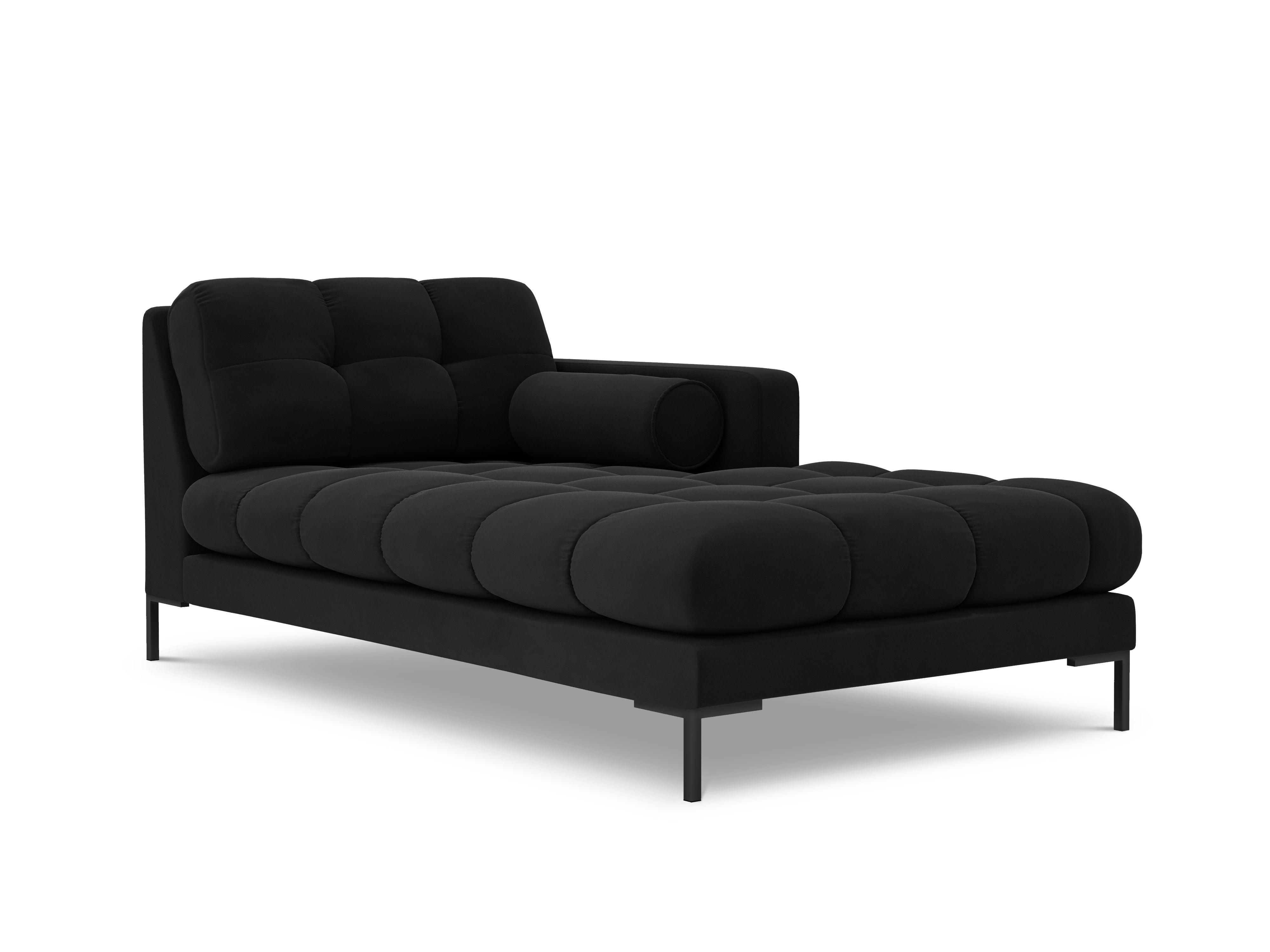 Szezlong aksamitny prawostronny BALI czarny z czarną podstawą Cosmopolitan Design Eye on Design