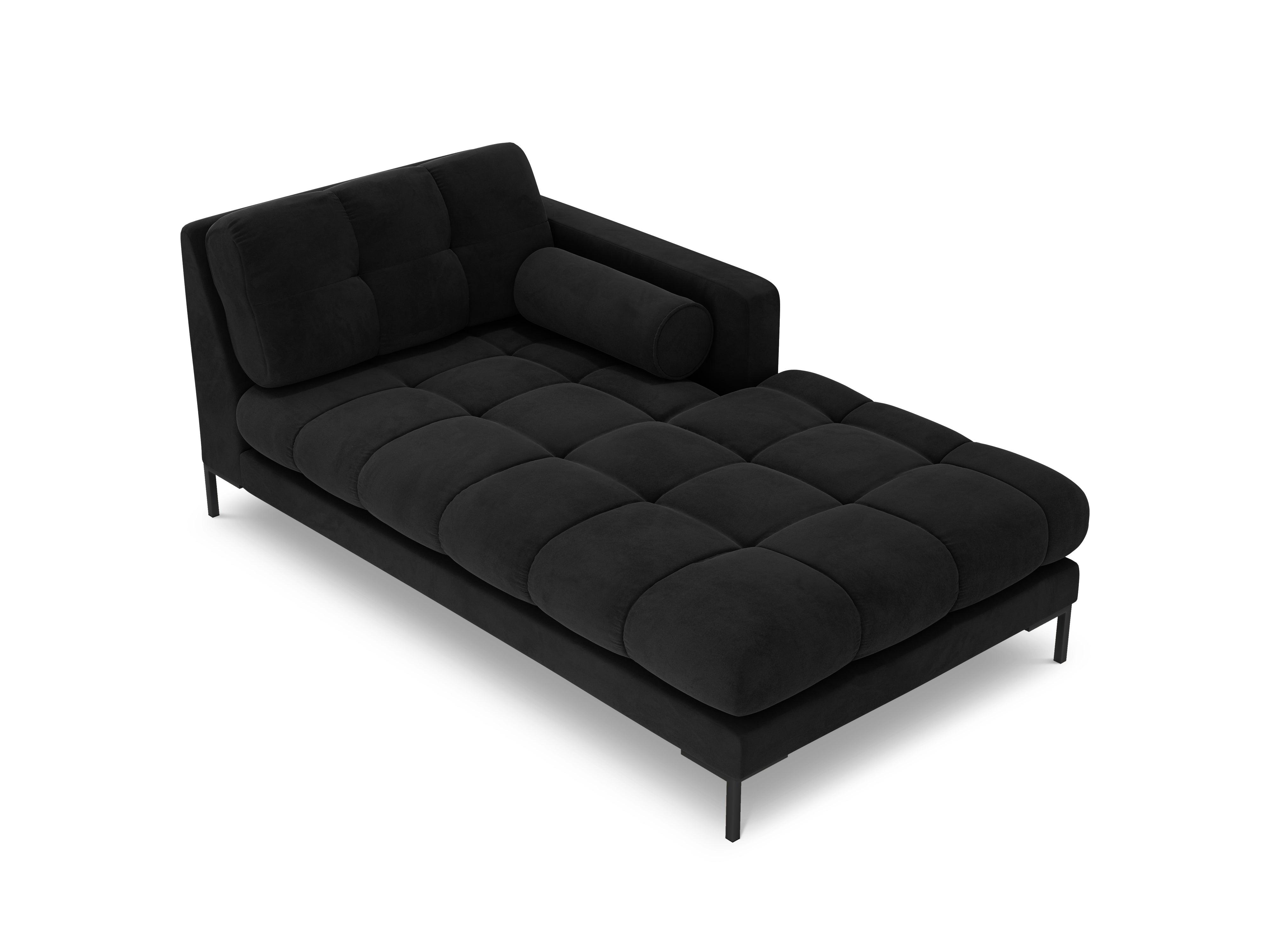 Szezlong aksamitny prawostronny BALI czarny z czarną podstawą Cosmopolitan Design Eye on Design