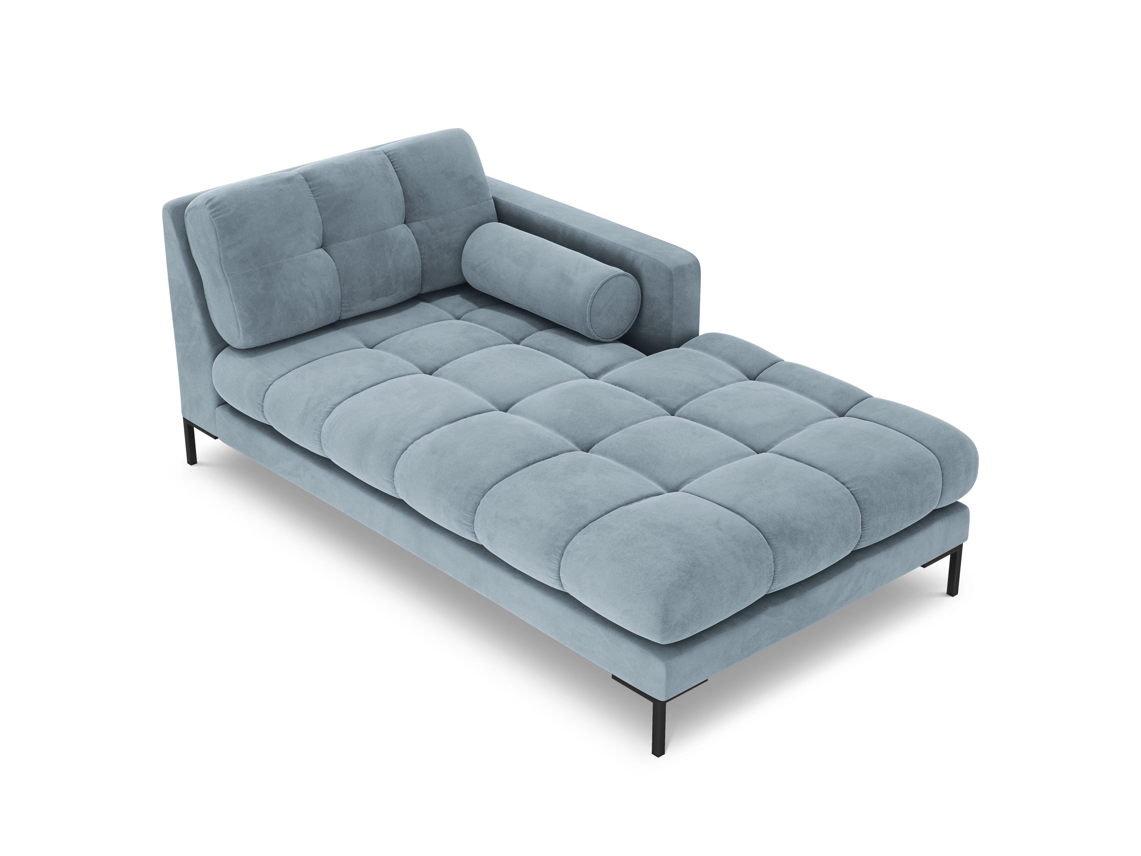 Szezlong aksamitny prawostronny BALI jasnoniebieski z czarną podstawą Cosmopolitan Design Eye on Design