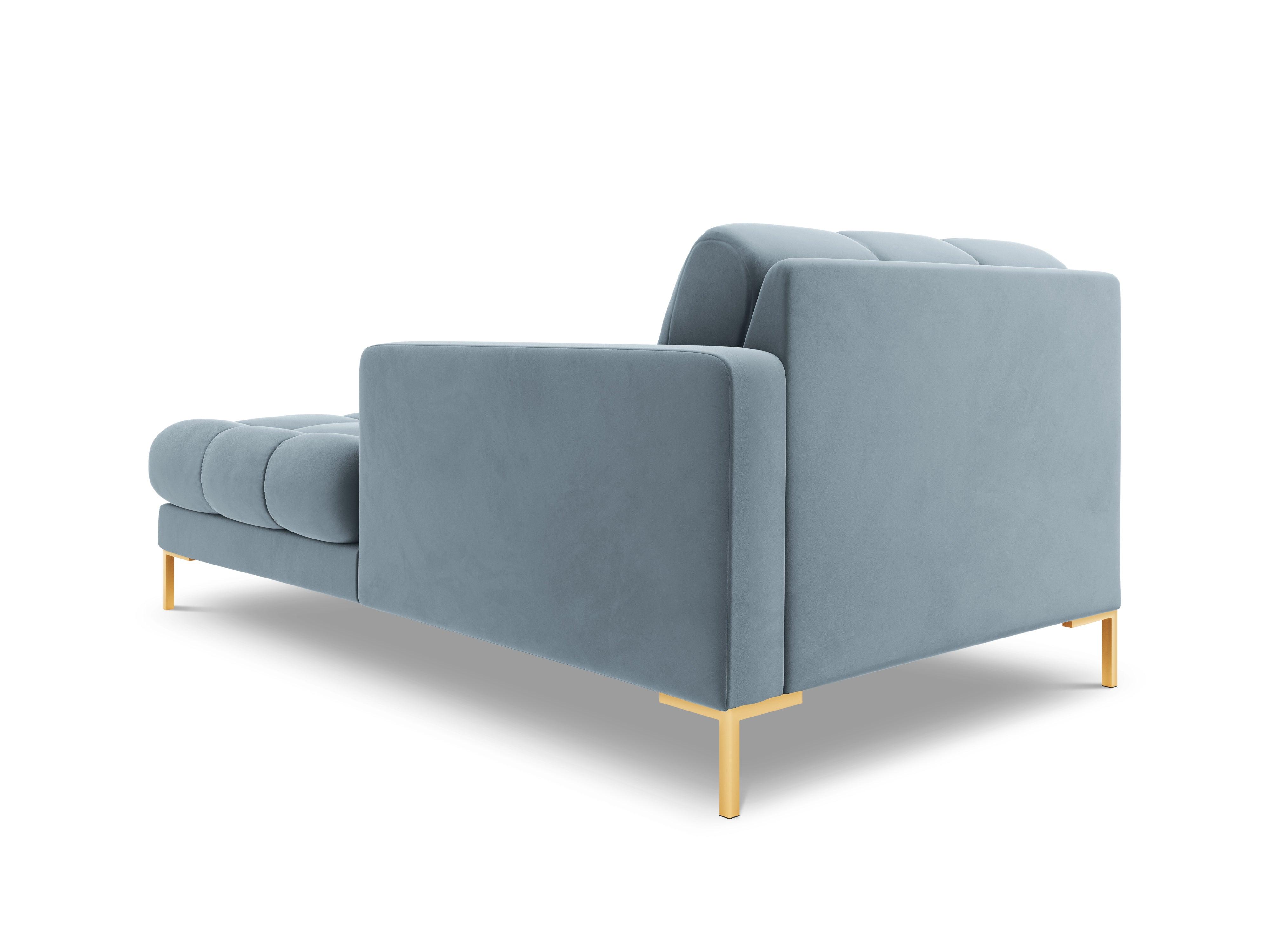Szezlong aksamitny prawostronny BALI jasnoniebieski ze złotą podstawą Cosmopolitan Design Eye on Design