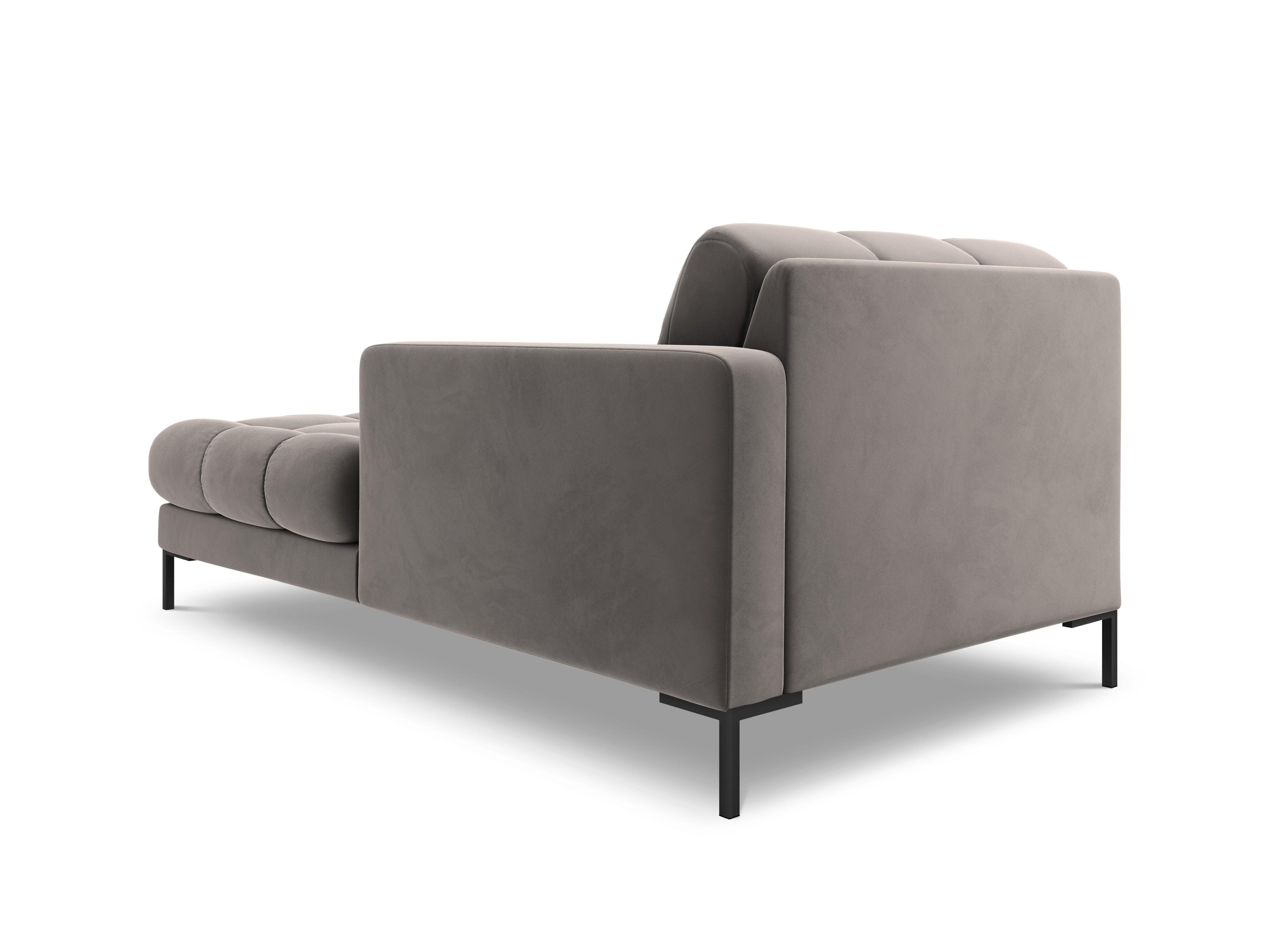 Szezlong aksamitny prawostronny BALI jasnoszary z czarną podstawą Cosmopolitan Design Eye on Design