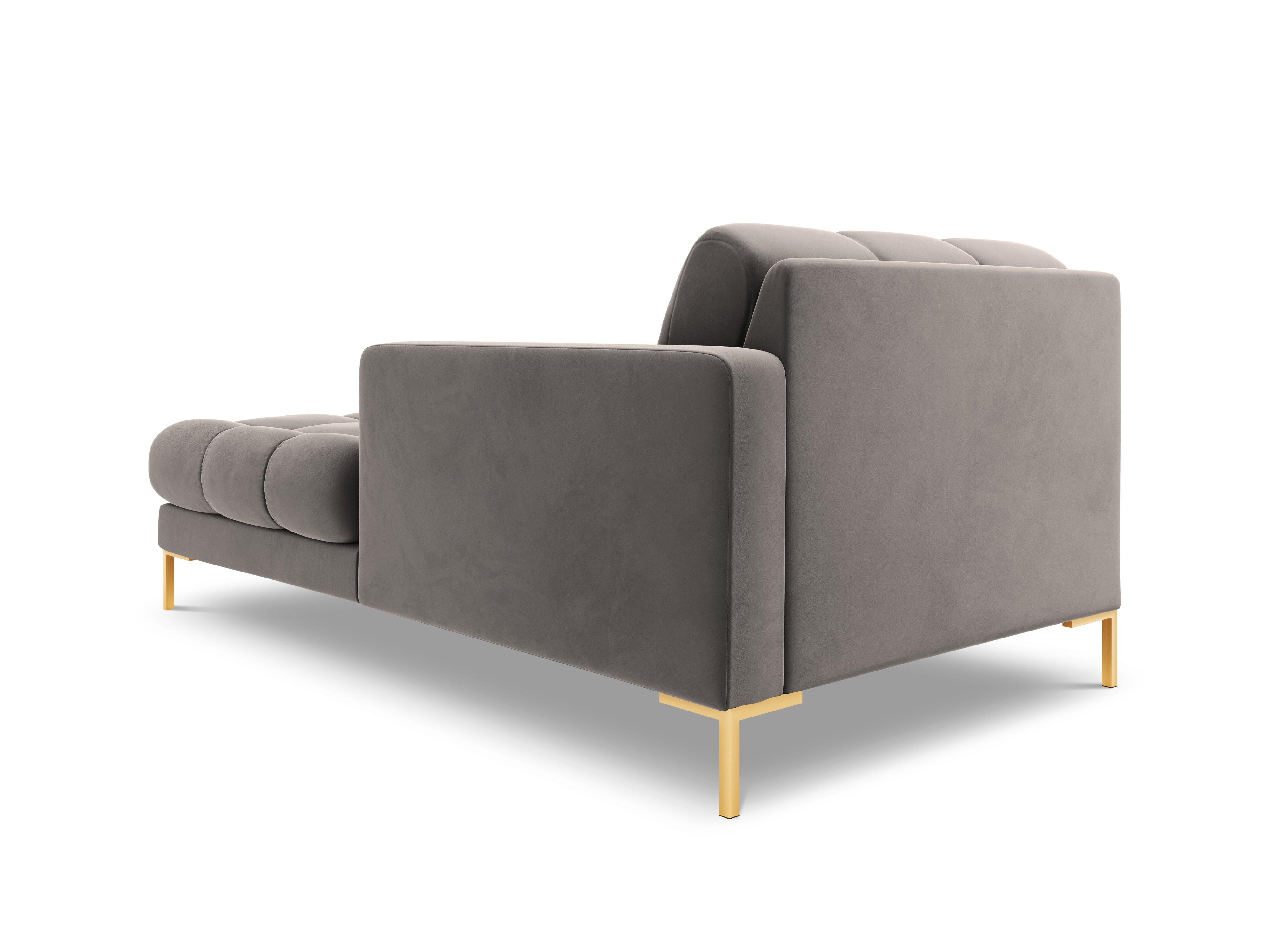 Szezlong aksamitny prawostronny BALI jasnoszary ze złotą podstawą Cosmopolitan Design Eye on Design
