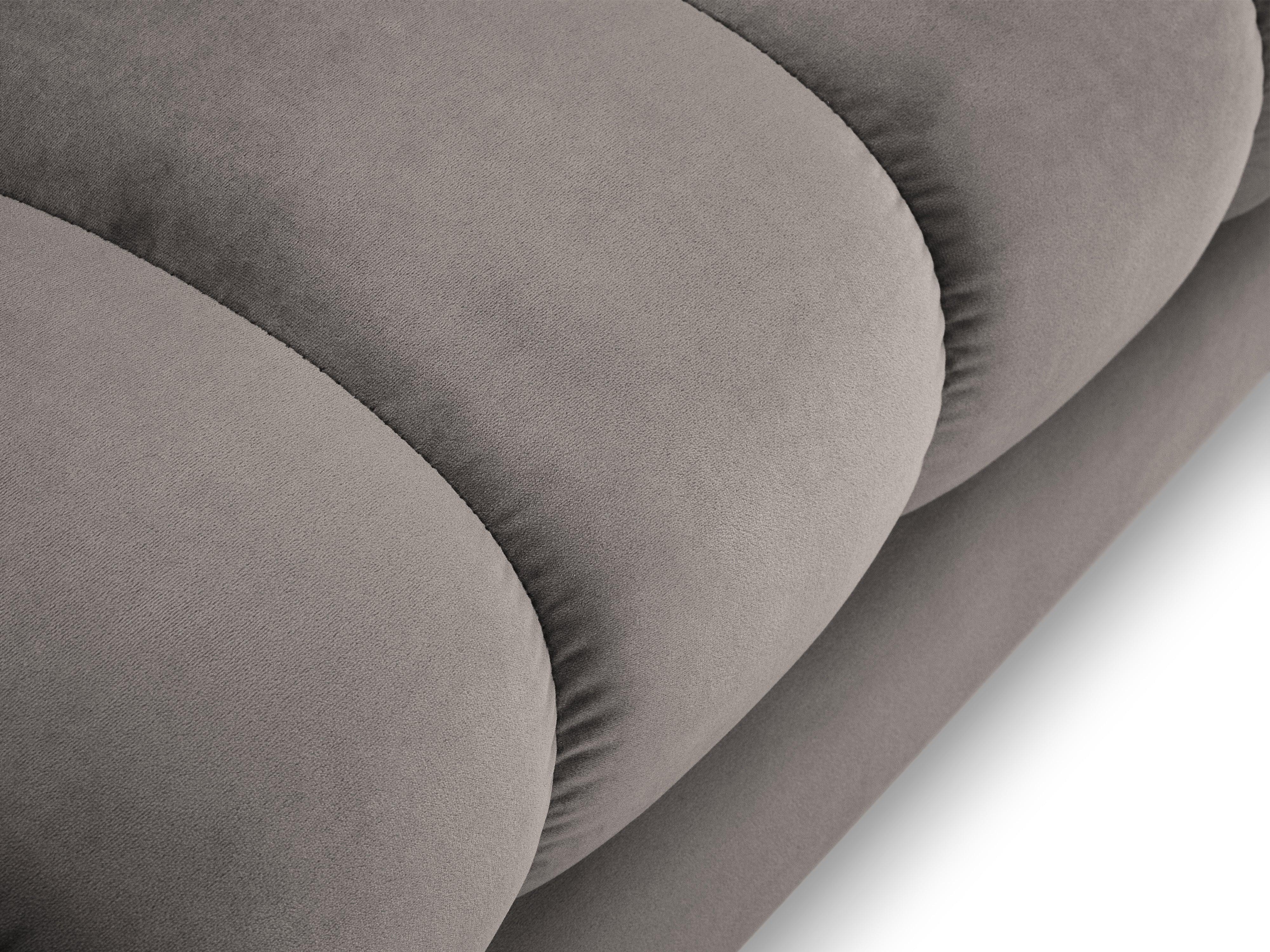 Szezlong aksamitny prawostronny BALI jasnoszary ze złotą podstawą Cosmopolitan Design Eye on Design