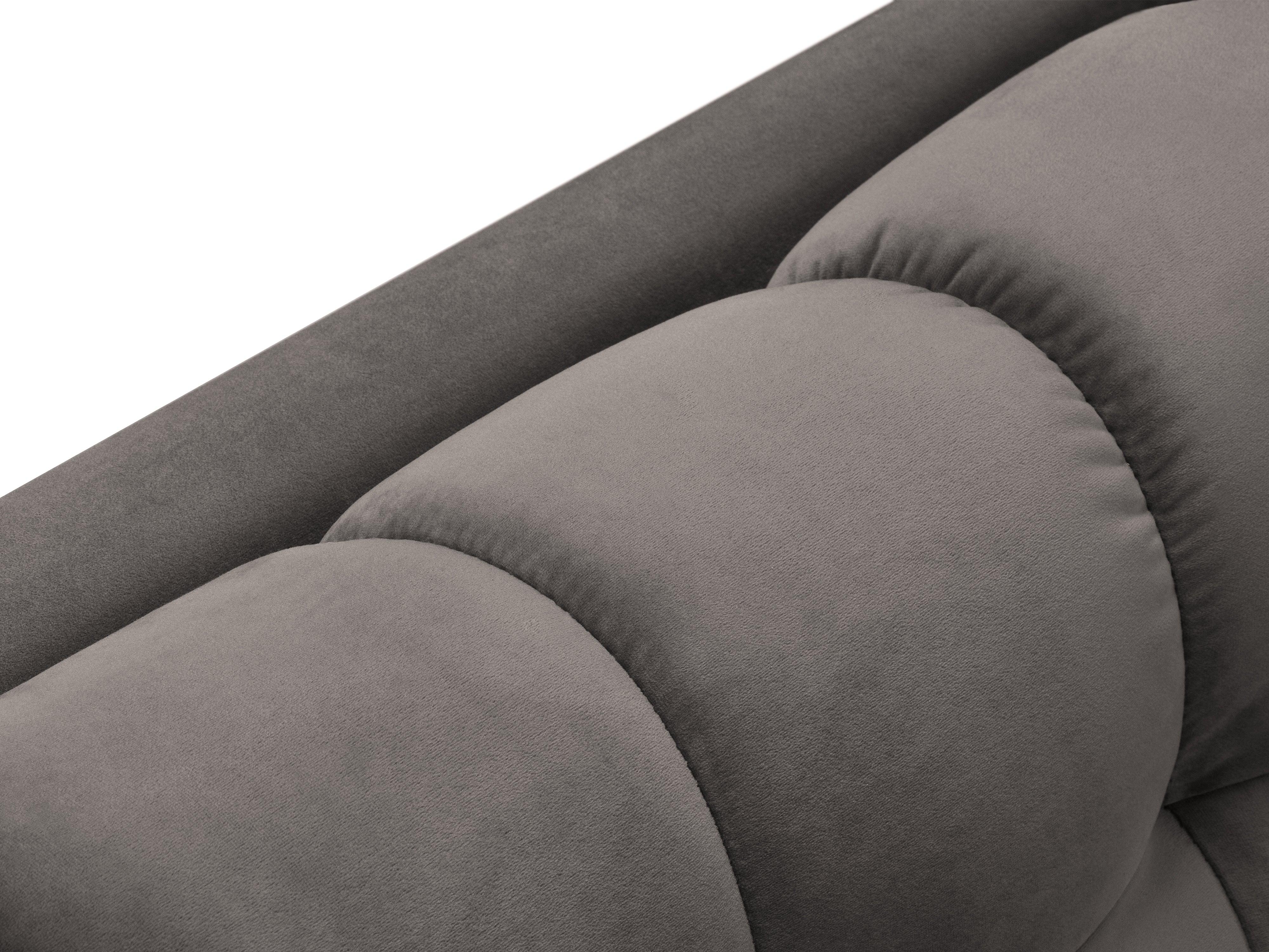 Szezlong aksamitny prawostronny BALI jasnoszary ze złotą podstawą Cosmopolitan Design Eye on Design