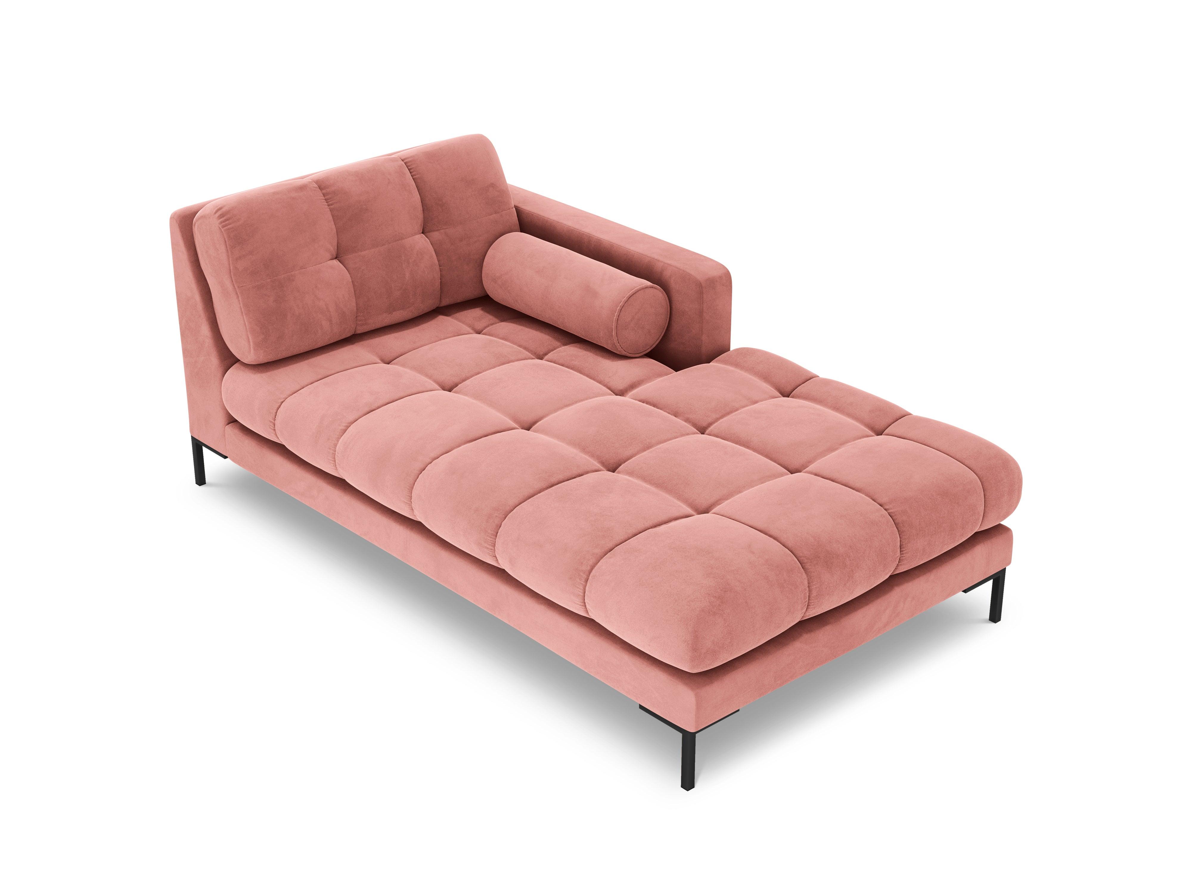 Szezlong aksamitny prawostronny BALI różowy z czarną podstawą Cosmopolitan Design Eye on Design