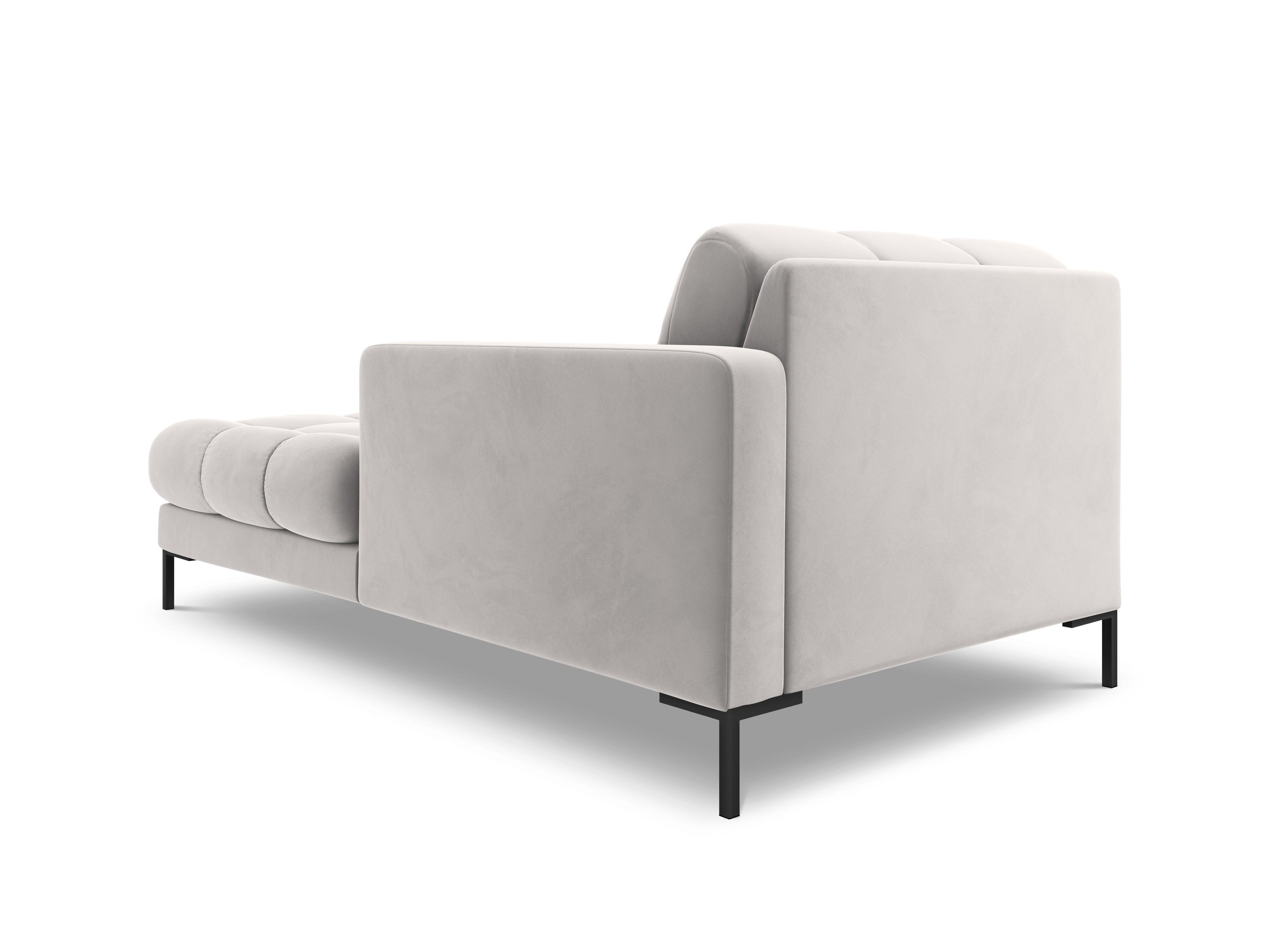 Szezlong aksamitny prawostronny BALI srebrny z czarną podstawą Cosmopolitan Design Eye on Design