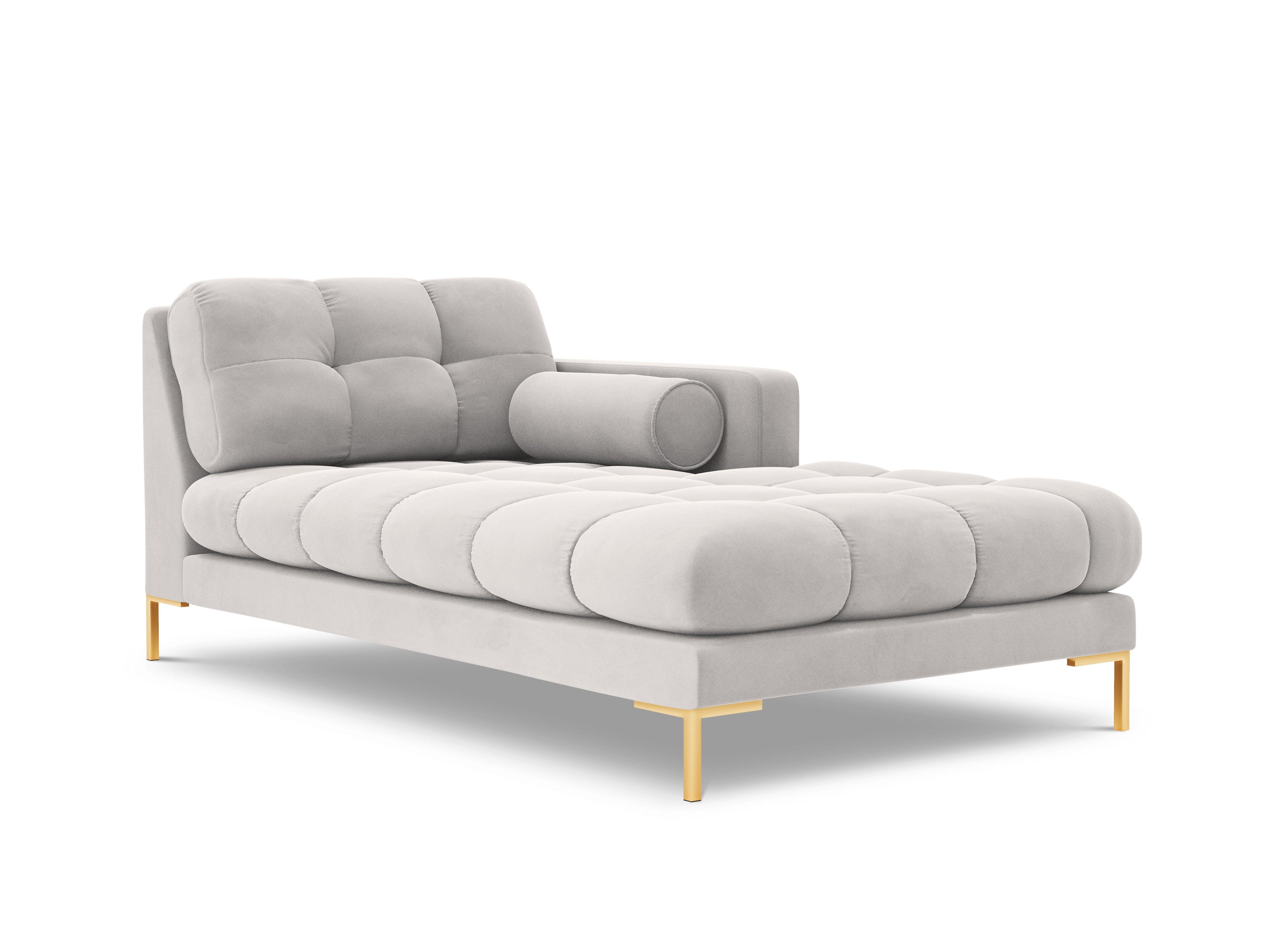 Szezlong aksamitny prawostronny BALI srebrny ze złotą podstawą Cosmopolitan Design Eye on Design