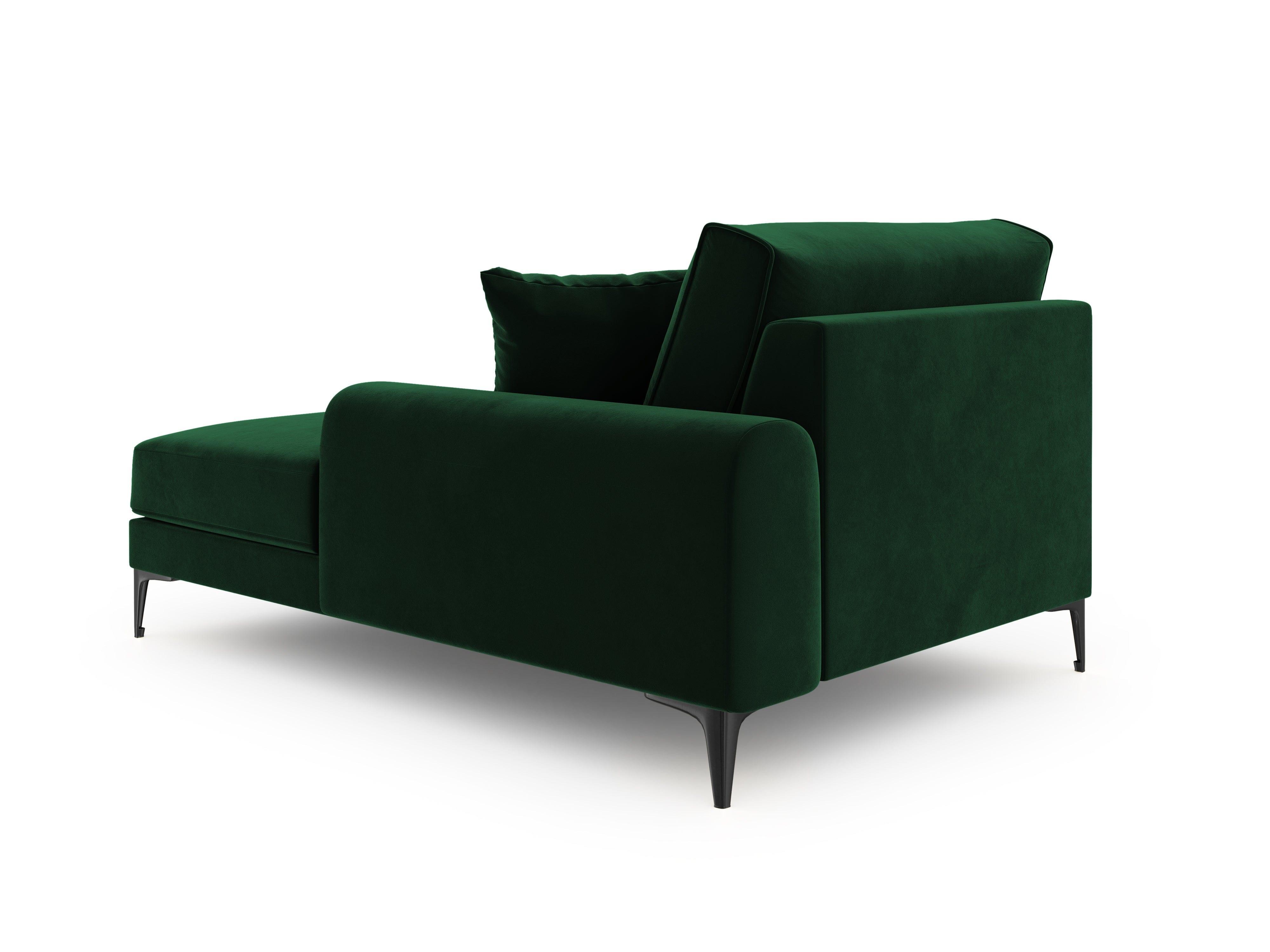 Szezlong aksamitny prawostronny MADARA butelkowa zieleń z czarną podstawą Mazzini Sofas Eye on Design