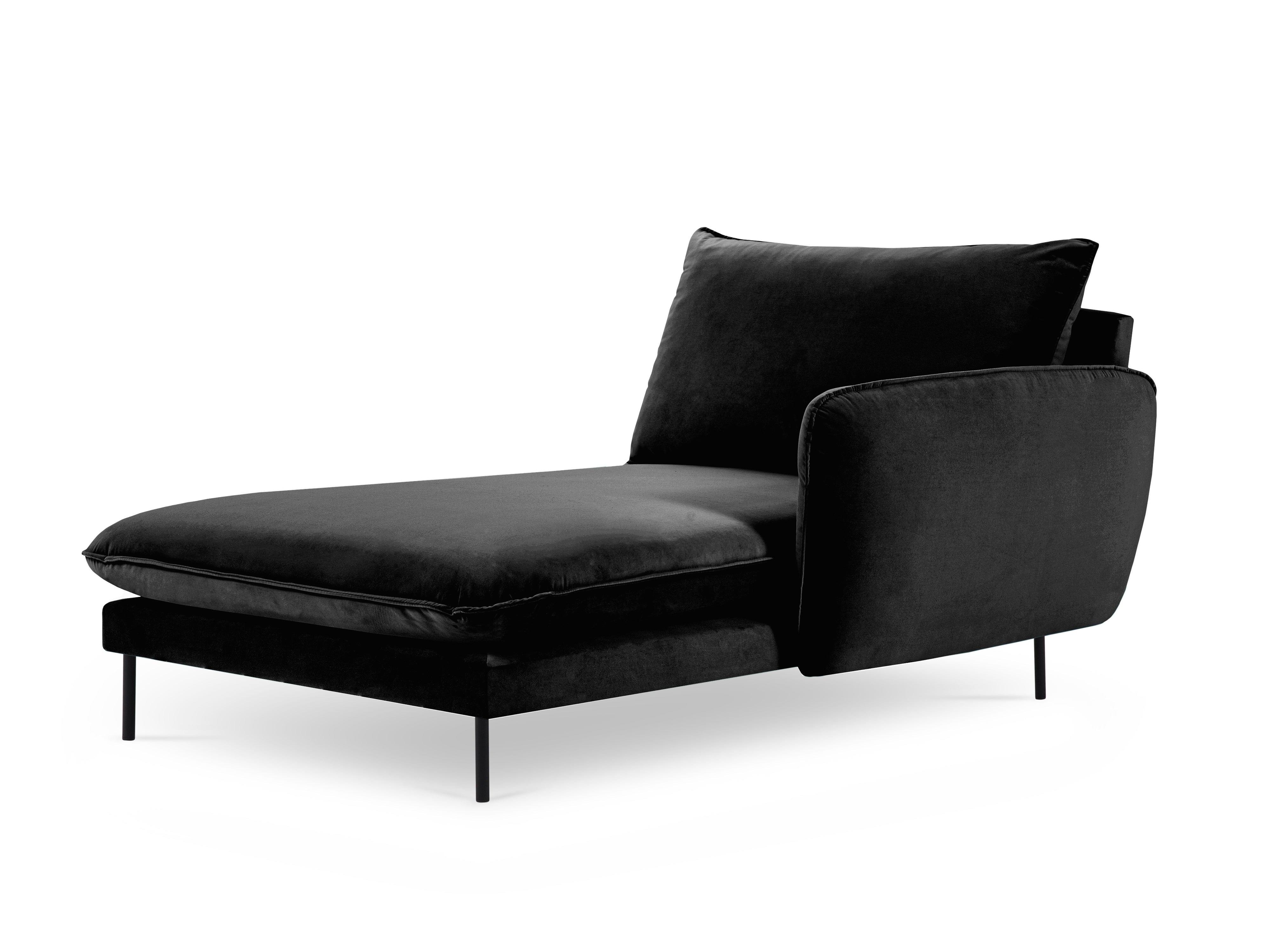 Szezlong aksamitny prawostronny VIENNA czarny z czarną podstawą Cosmopolitan Design Eye on Design