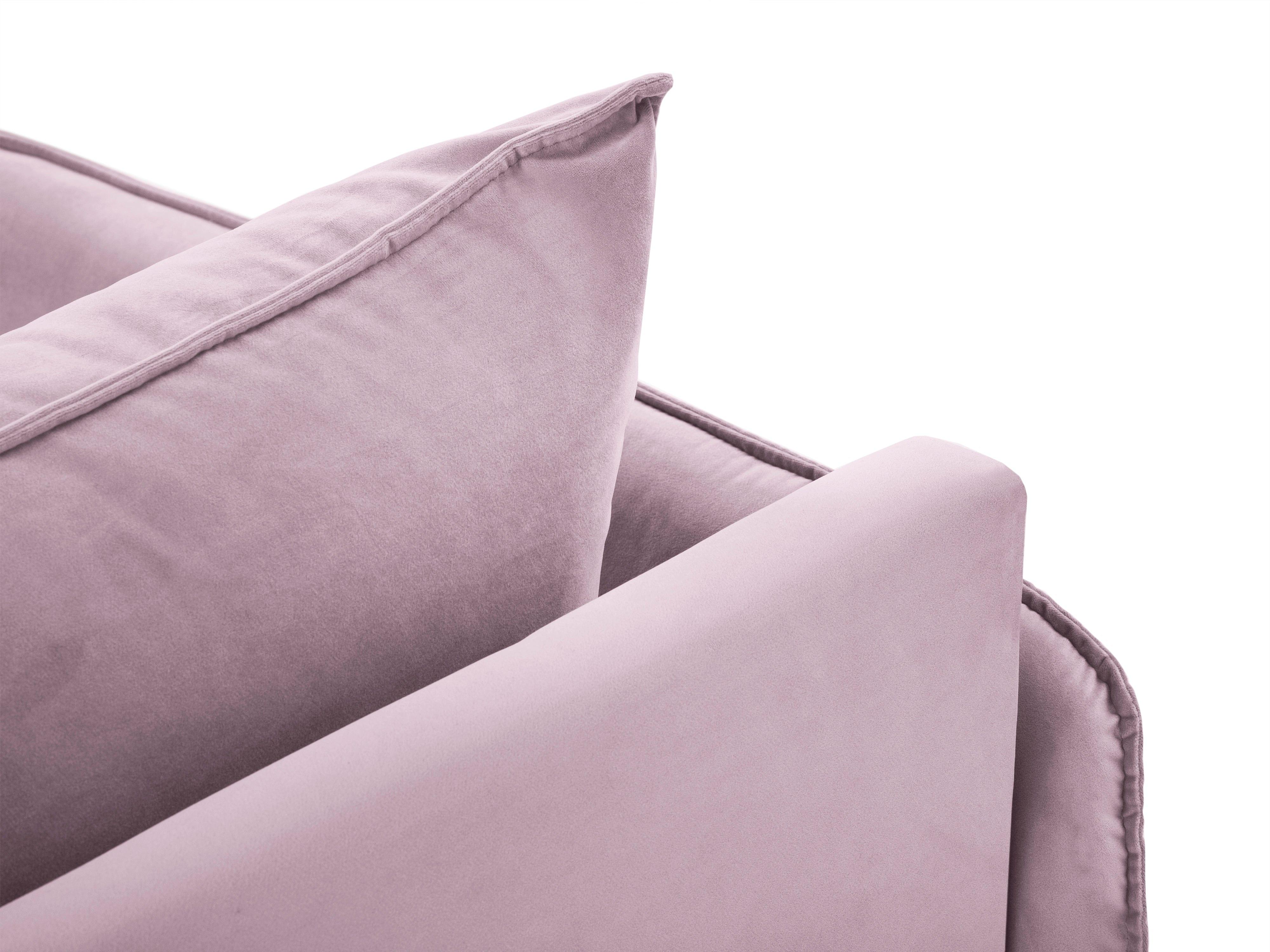 Szezlong aksamitny prawostronny VIENNA pudrowy róż ze złotą podstawą Cosmopolitan Design Eye on Design