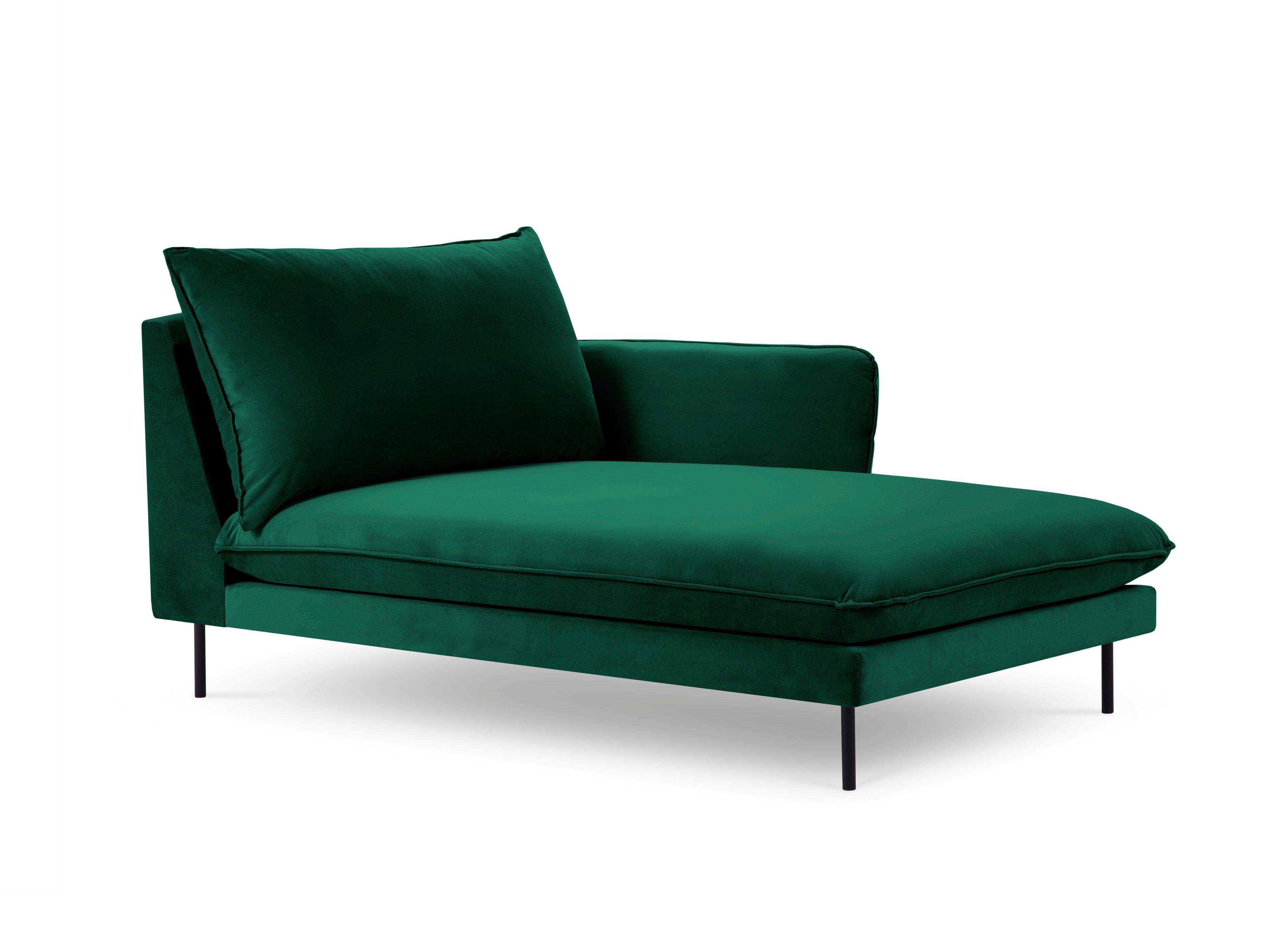 Szezlong aksamitny prawostronny VIENNA zielony z czarną podstawą Cosmopolitan Design Eye on Design