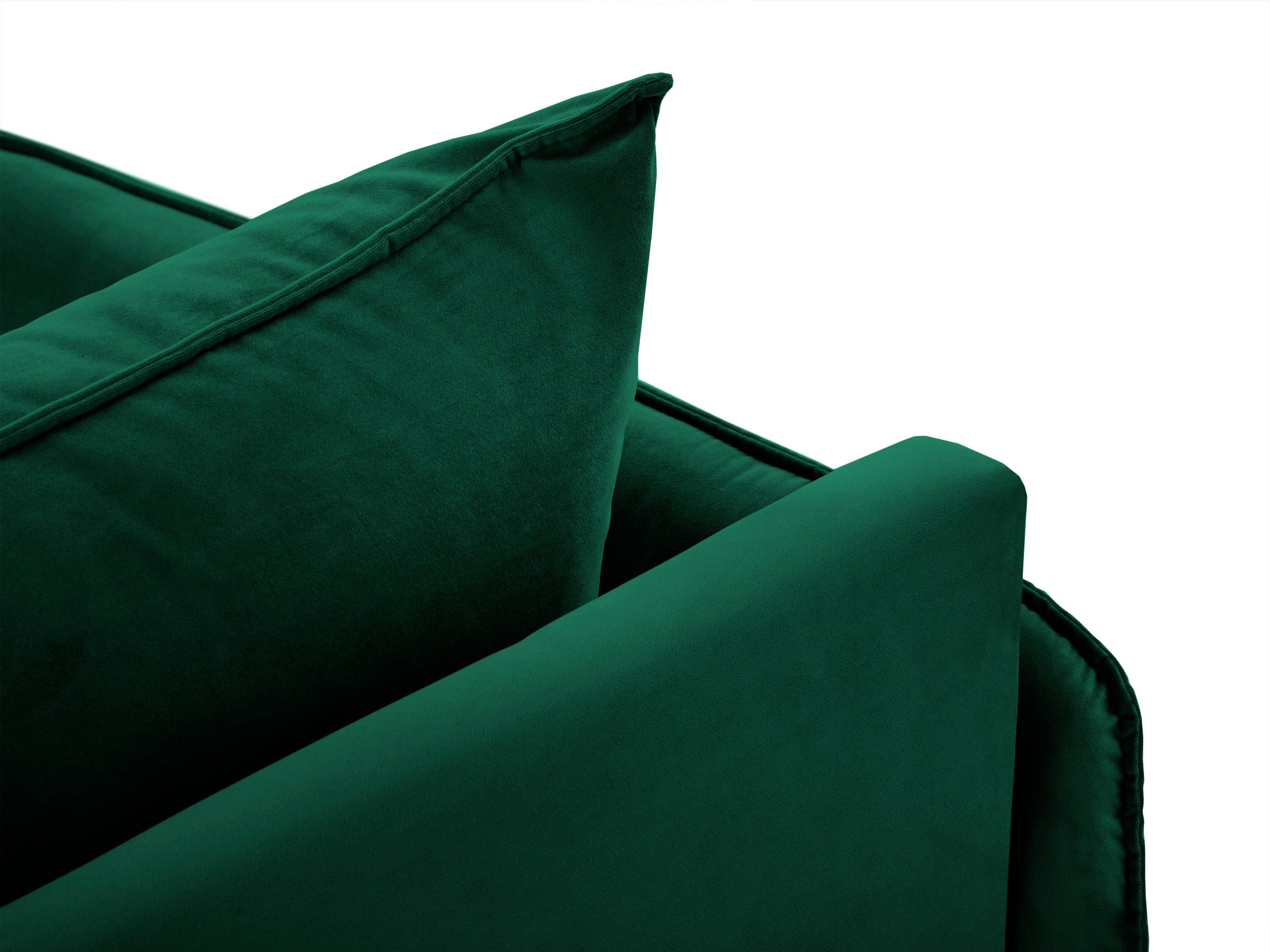 Szezlong aksamitny prawostronny VIENNA zielony ze złotą podstawą Cosmopolitan Design Eye on Design