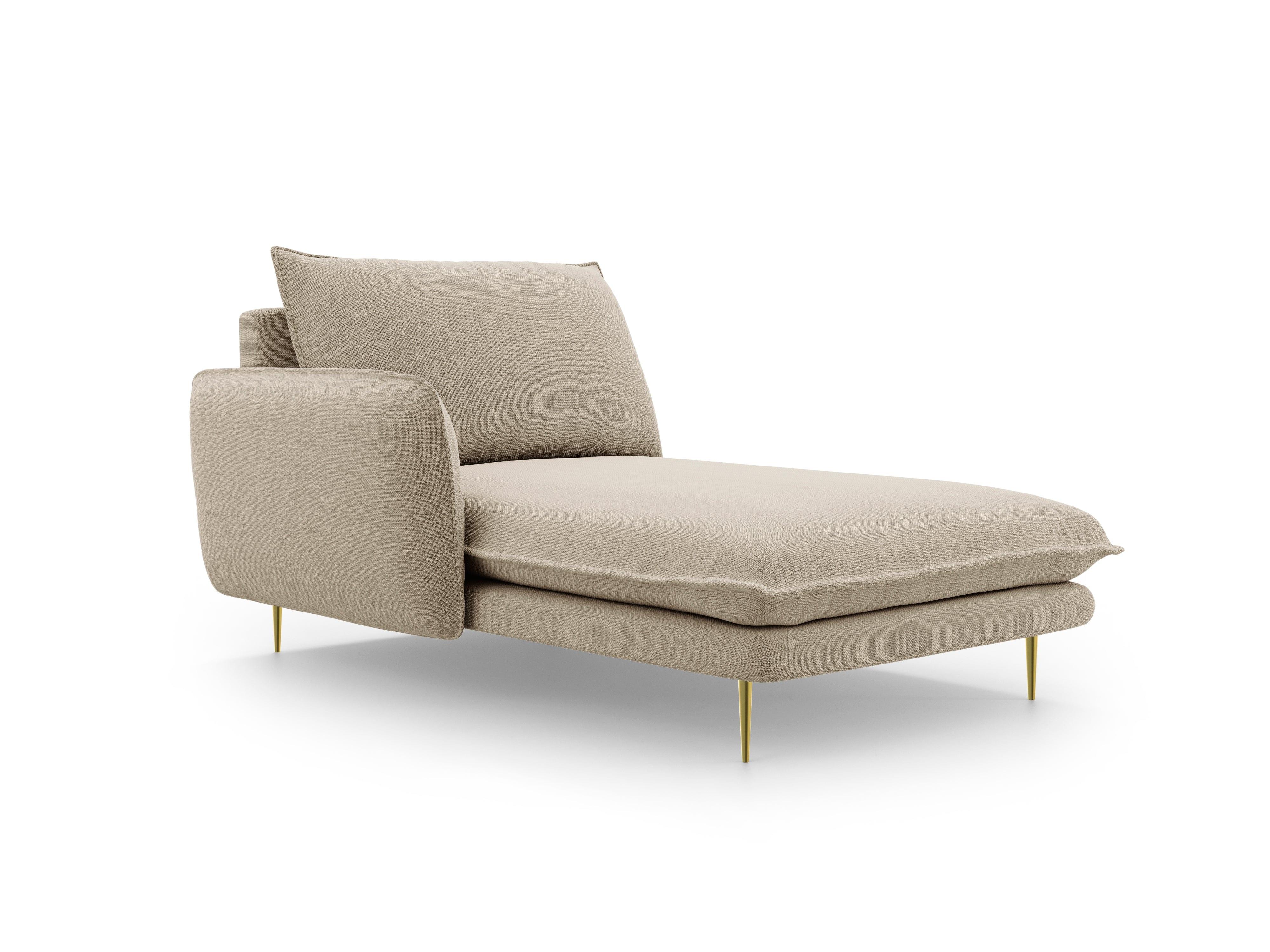 Szezlong lewostronny VIENNA beżowy ze złotą podstawą Cosmopolitan Design Eye on Design