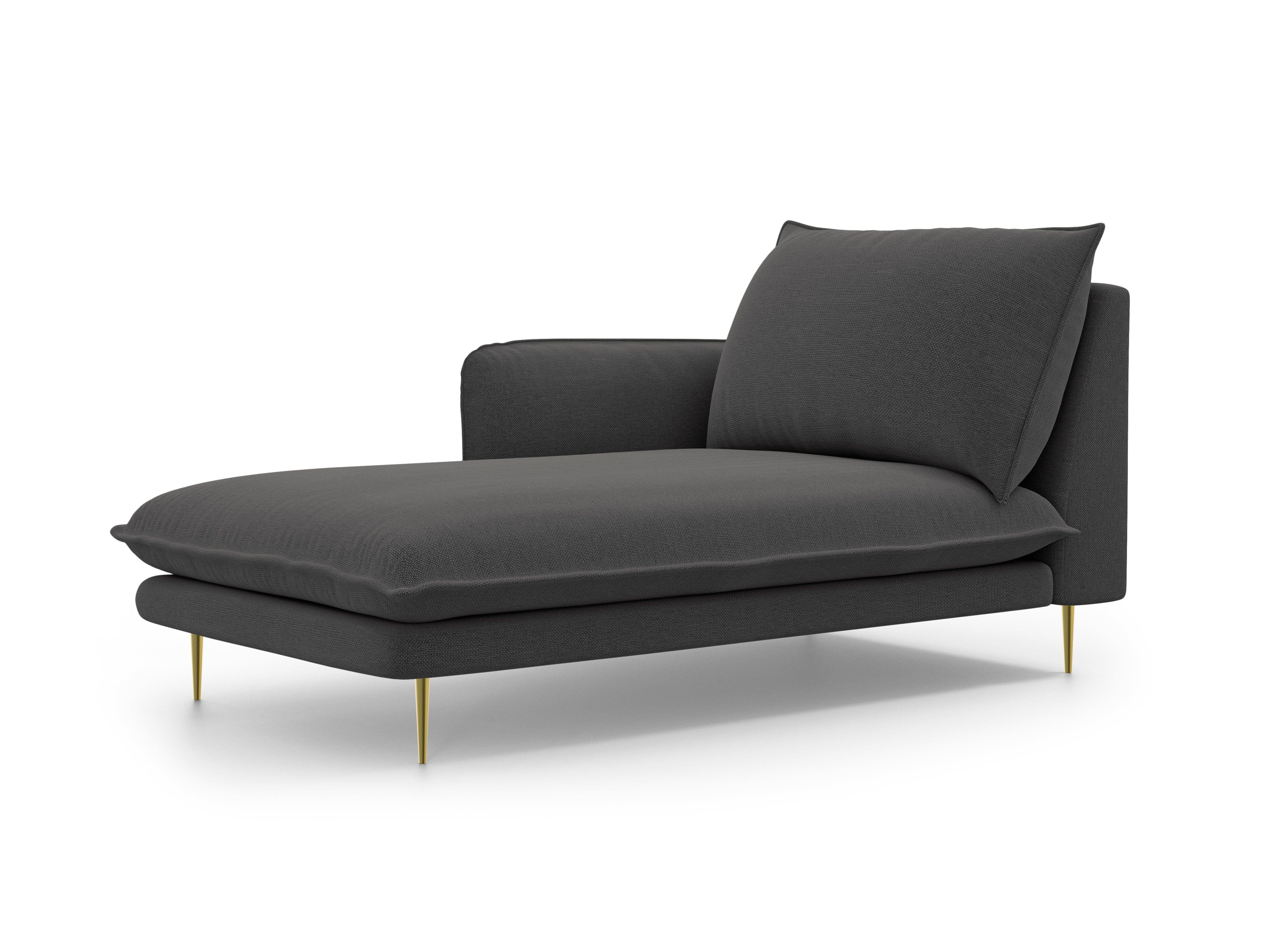 Szezlong lewostronny VIENNA ciemnoszary ze złotą podstawą Cosmopolitan Design Eye on Design
