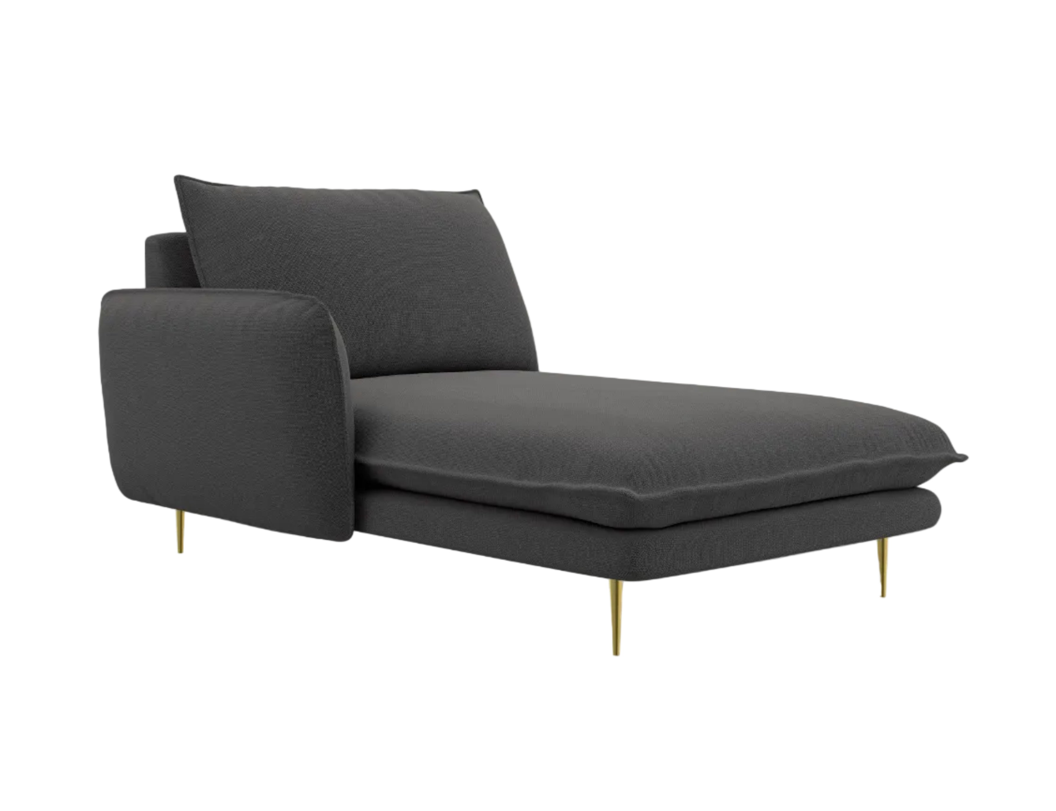 Szezlong lewostronny VIENNA ciemnoszary ze złotą podstawą Cosmopolitan Design Eye on Design