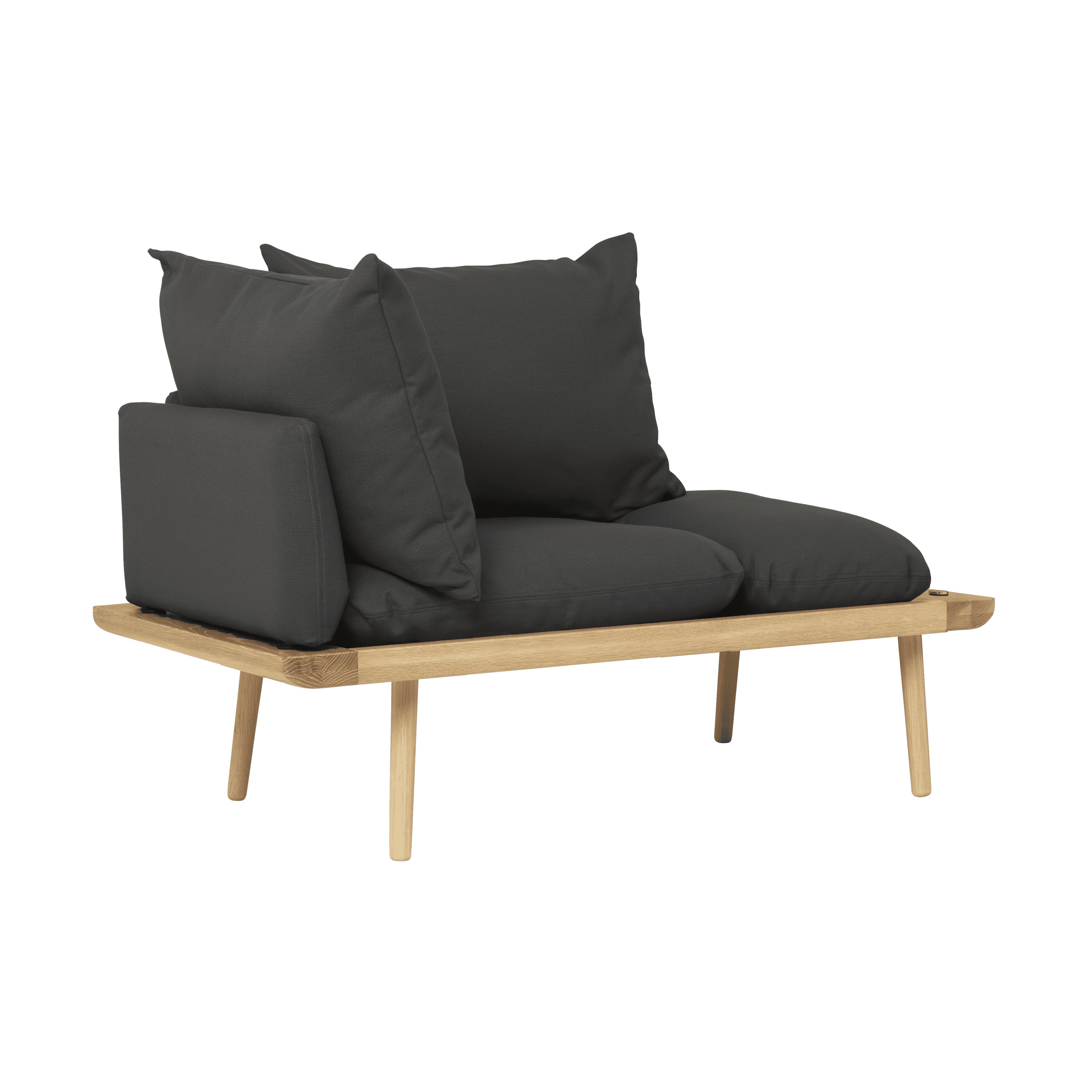 Szezlong LOUNGE AROUND antracytowy z dębową podstawą UMAGE Eye on Design